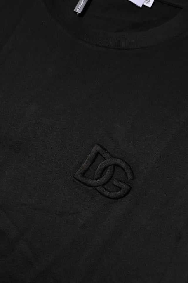 Dolce & Gabbana T-shirt girocollo in cotone nero a maniche corte