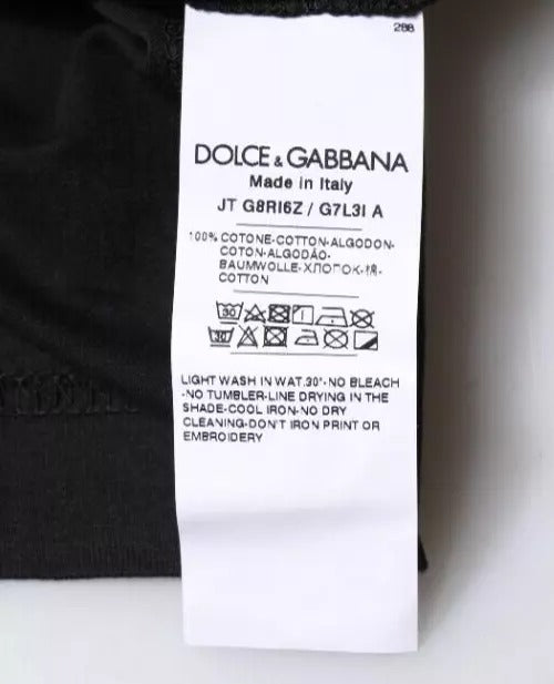 Dolce & Gabbana T-shirt girocollo in cotone nero a maniche corte