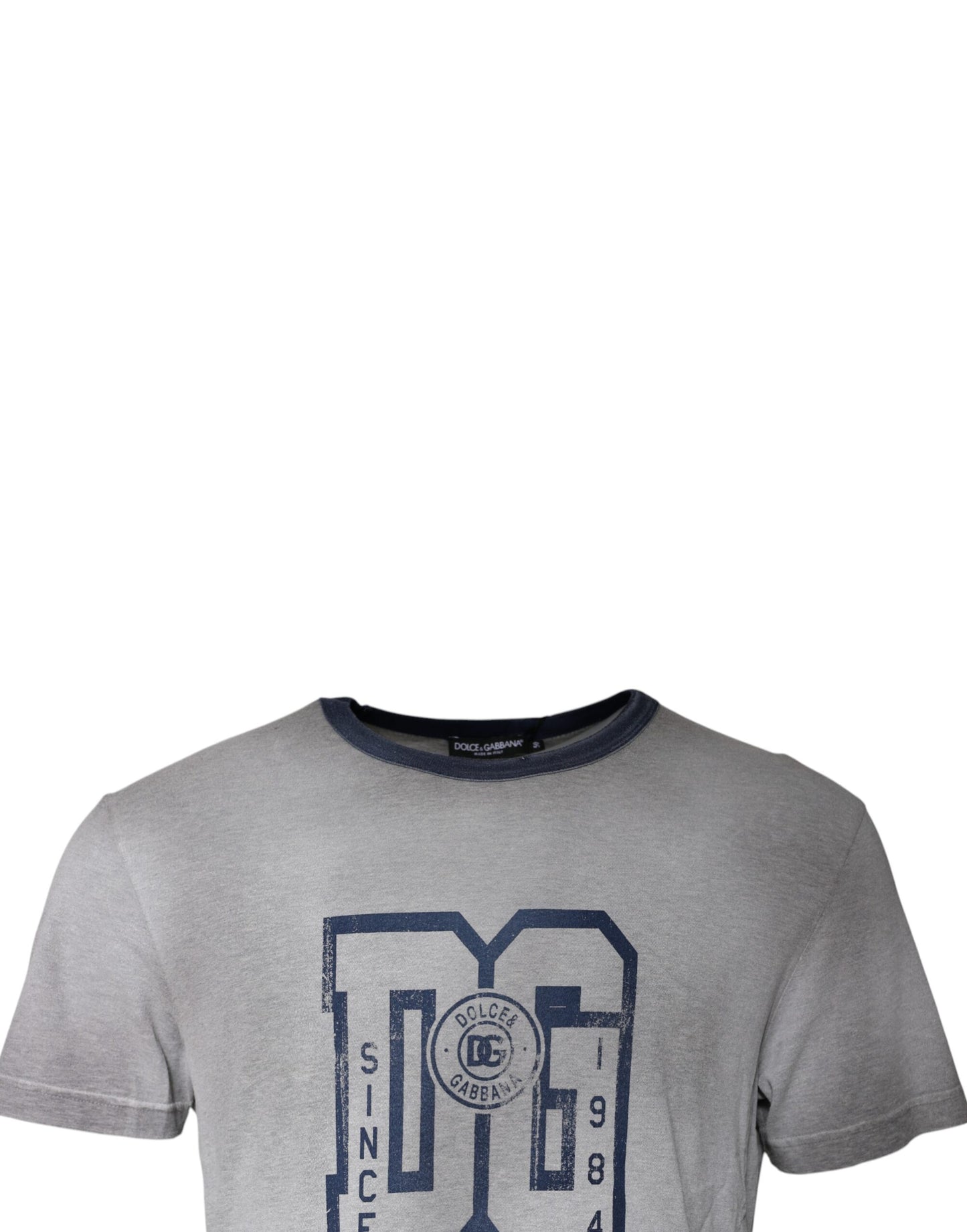 Dolce & Gabbana T-shirt girocollo in cotone con stampa logo grigio