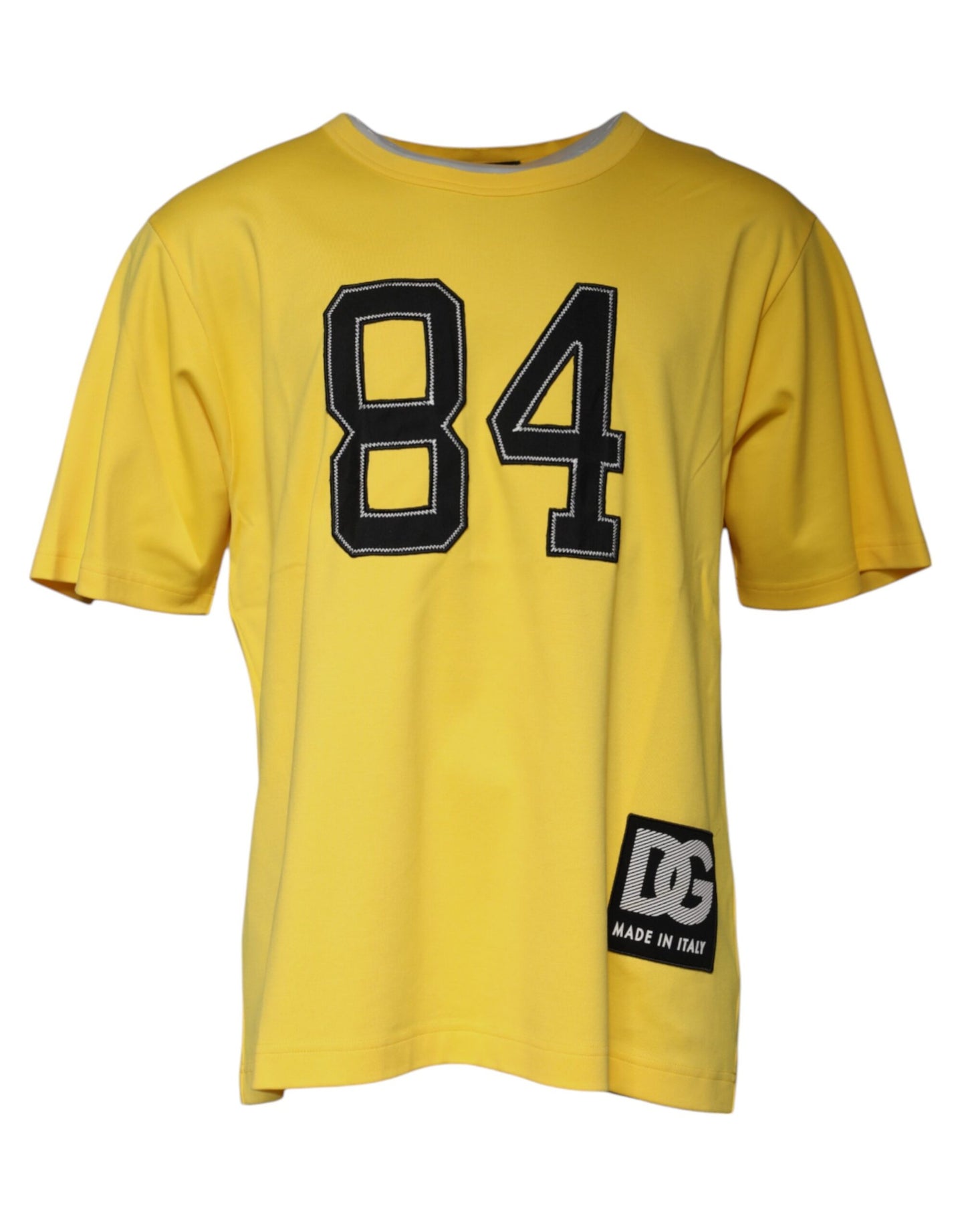 Dolce & Gabbana T-shirt girocollo gialla a maniche corte
