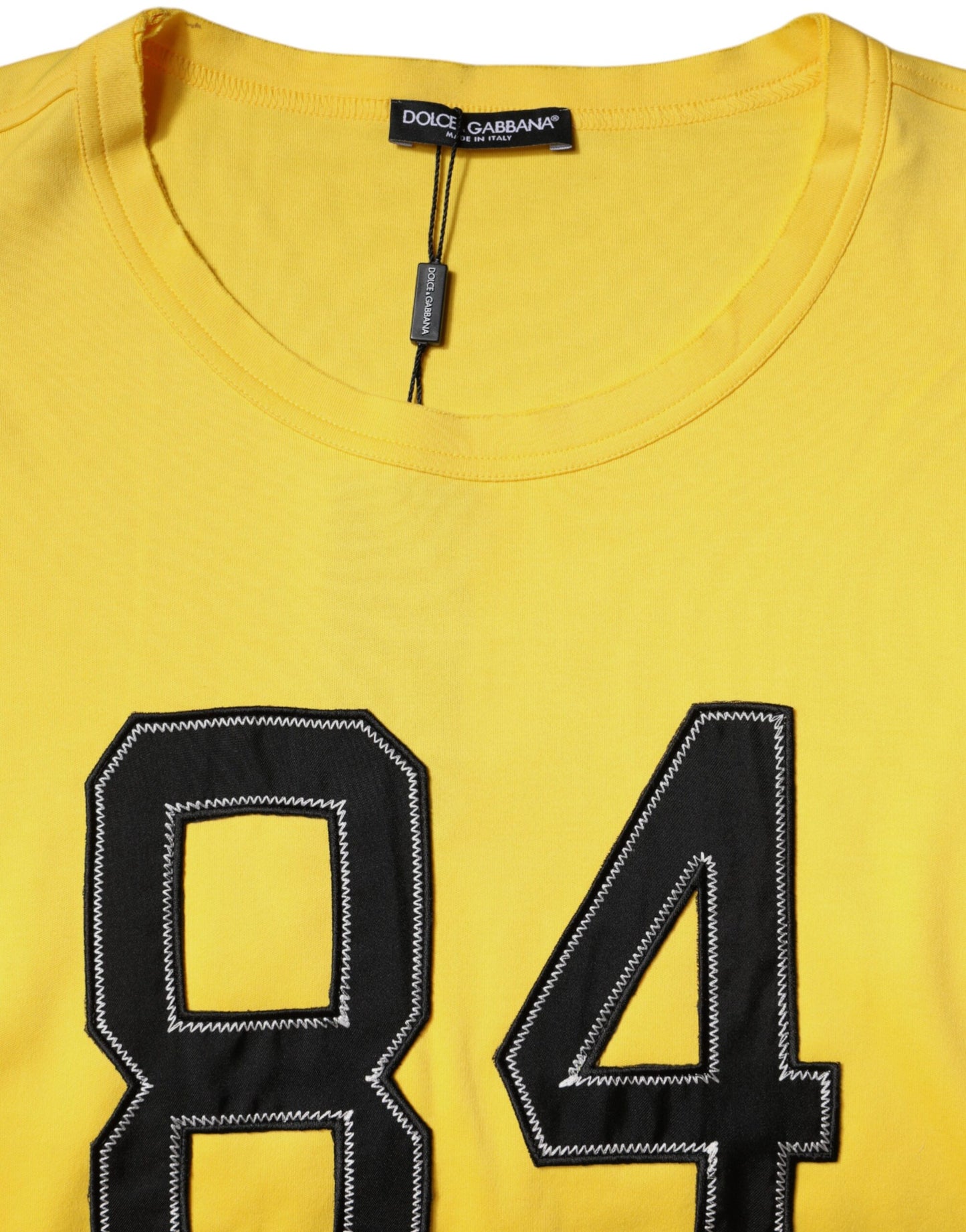 Dolce & Gabbana T-shirt girocollo gialla a maniche corte