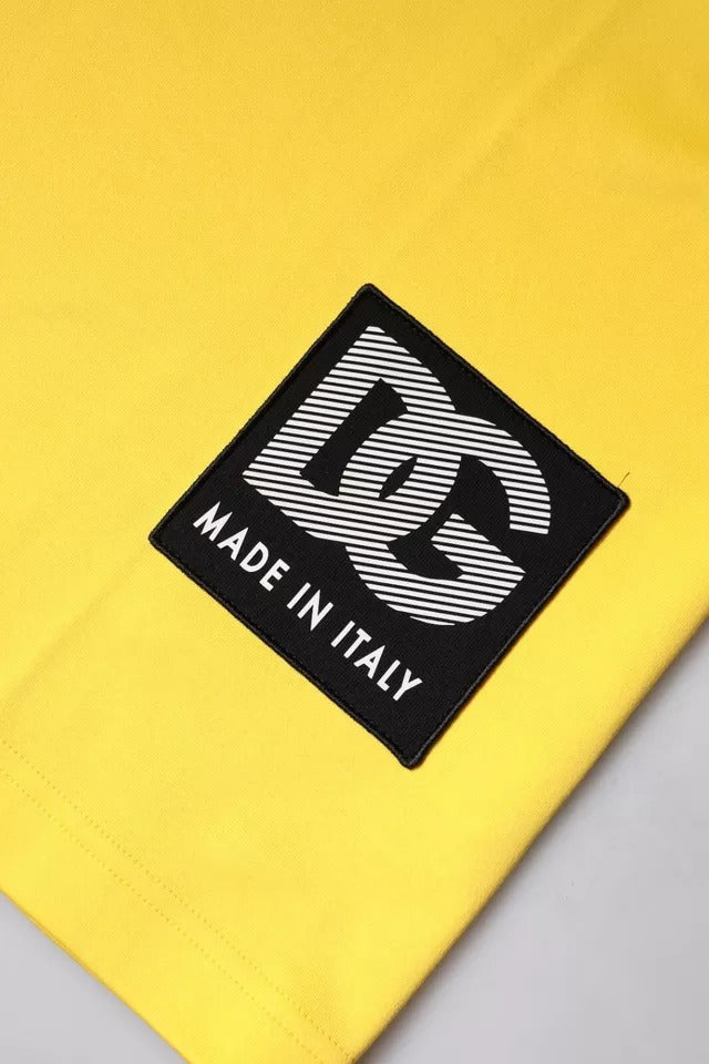 Dolce & Gabbana T-shirt girocollo gialla a maniche corte
