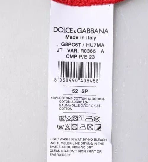 Dolce & Gabbana T-shirt girocollo corta con stampa logo rosso