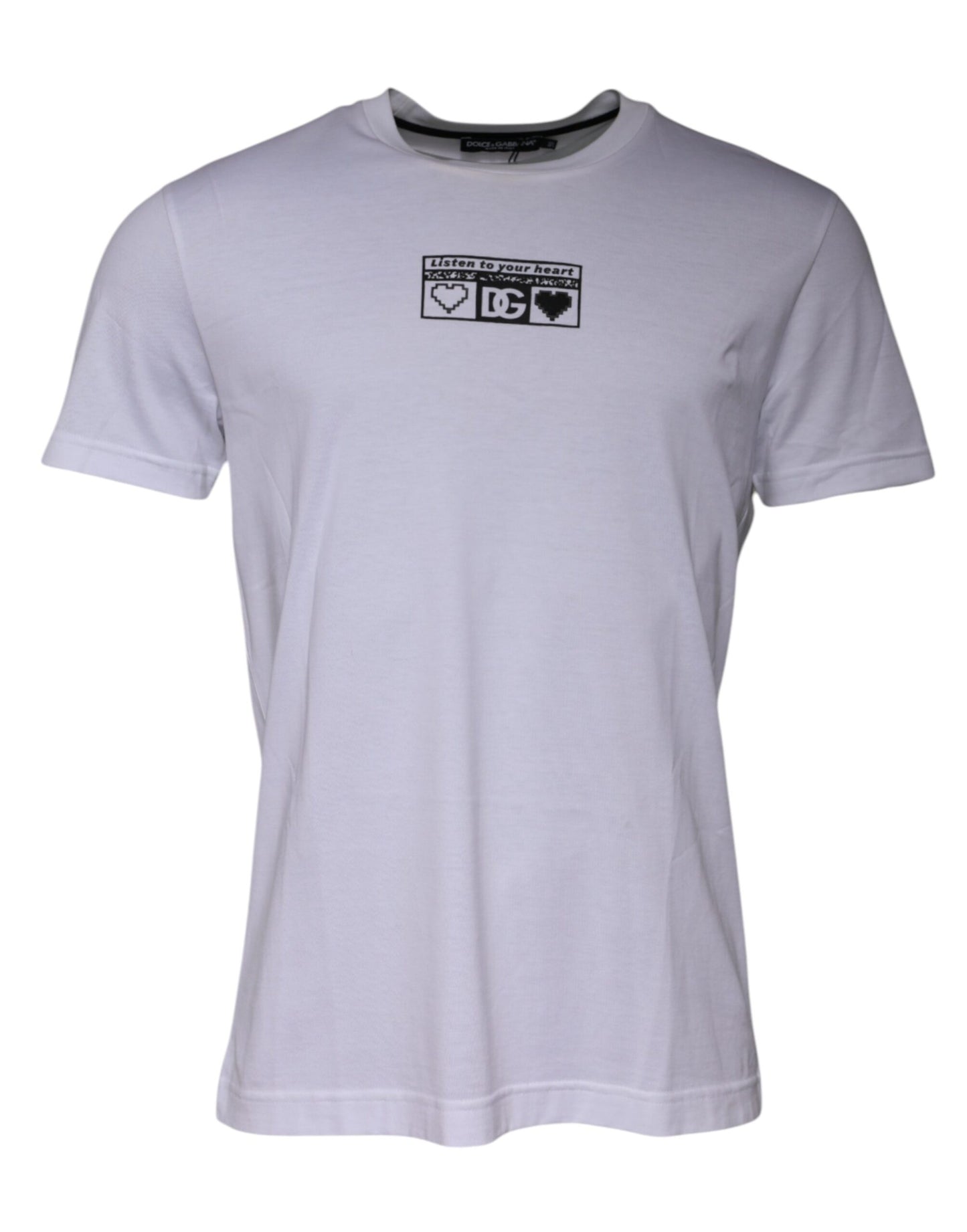 T-shirt girocollo in cotone bianco con stampa logo Dolce & Gabbana