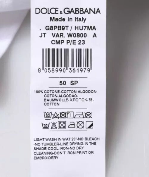 T-shirt girocollo in cotone bianco con stampa logo Dolce & Gabbana
