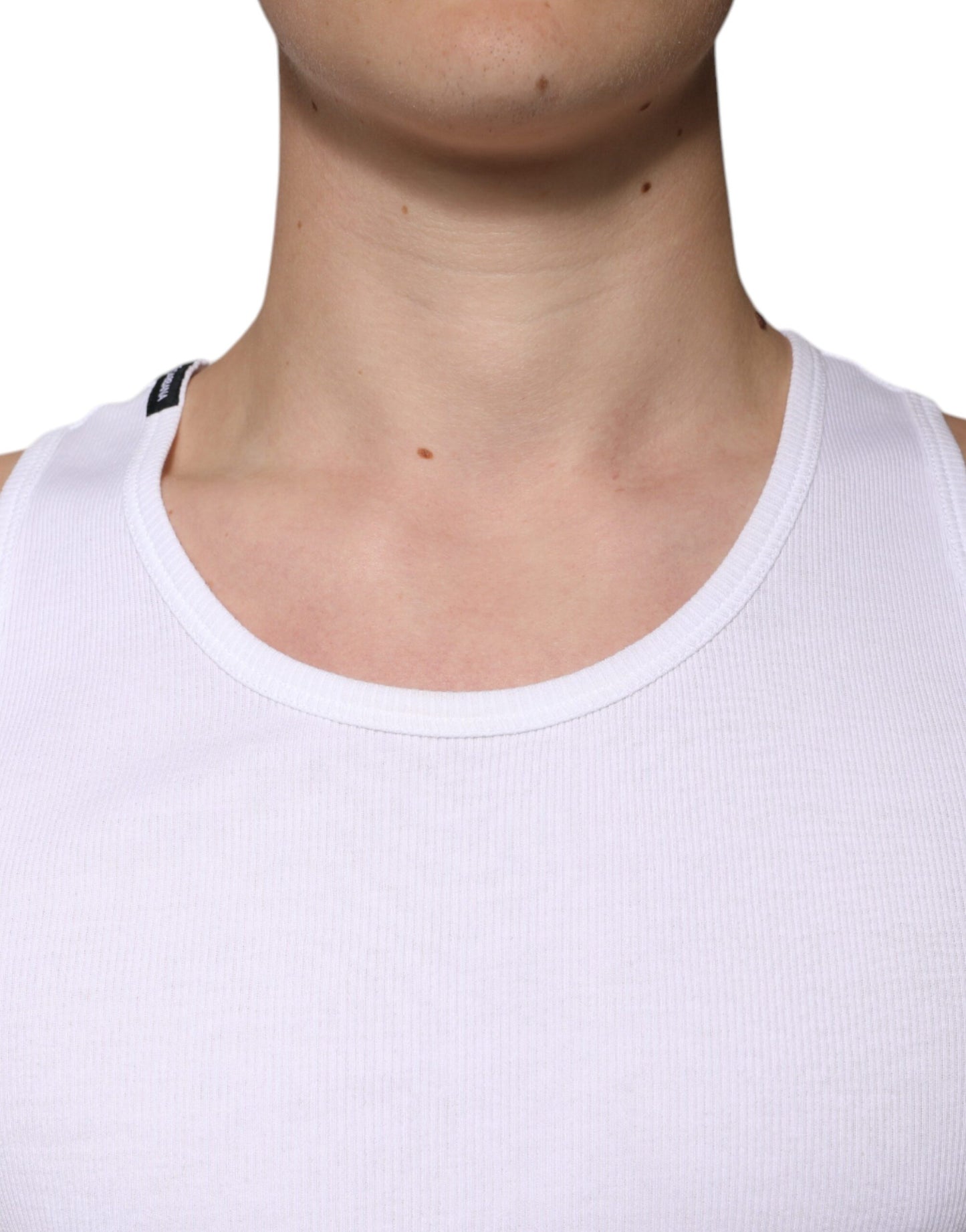 Dolce & Gabbana T-shirt girocollo senza maniche in cotone bianco