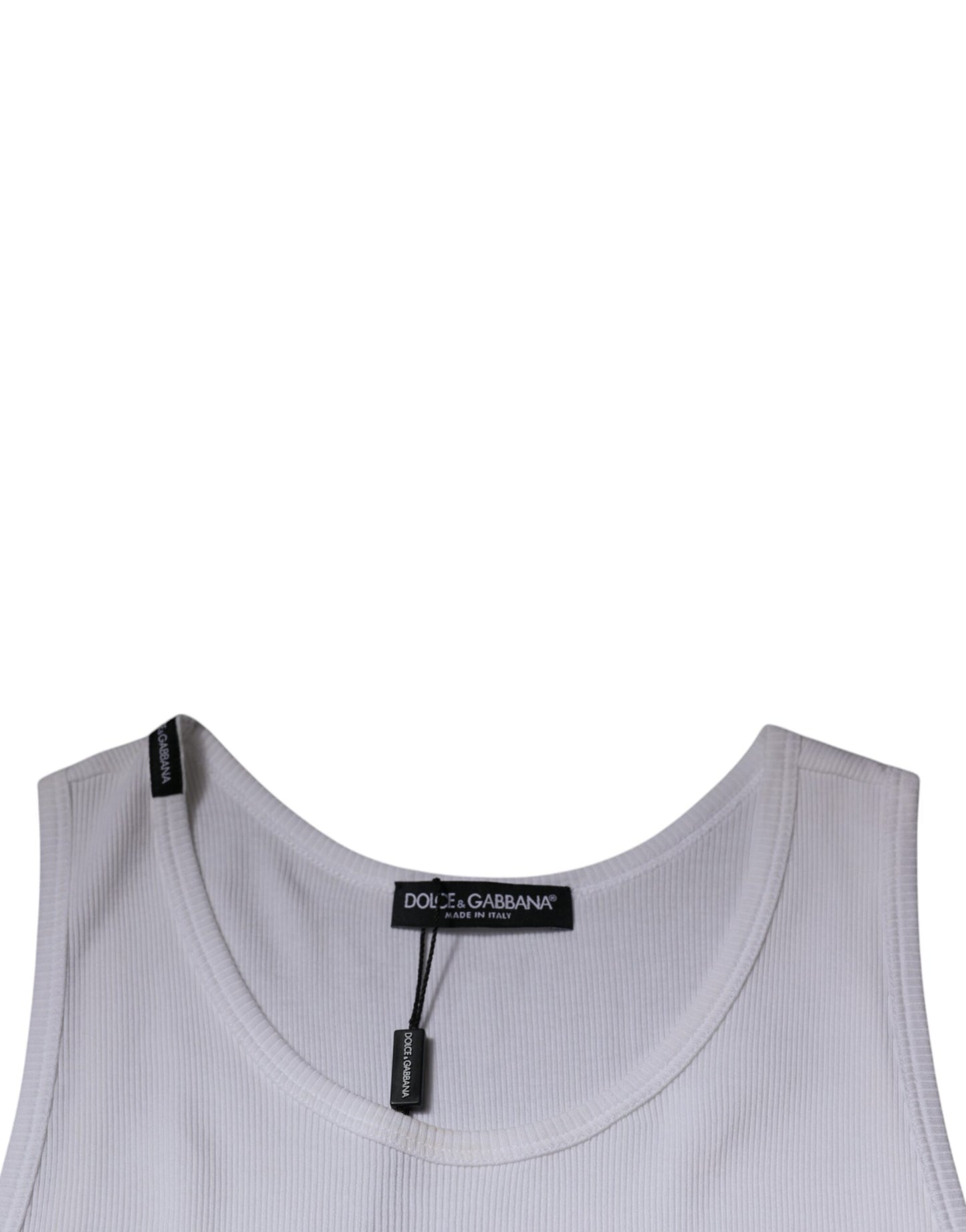 Dolce & Gabbana T-shirt girocollo senza maniche in cotone bianco