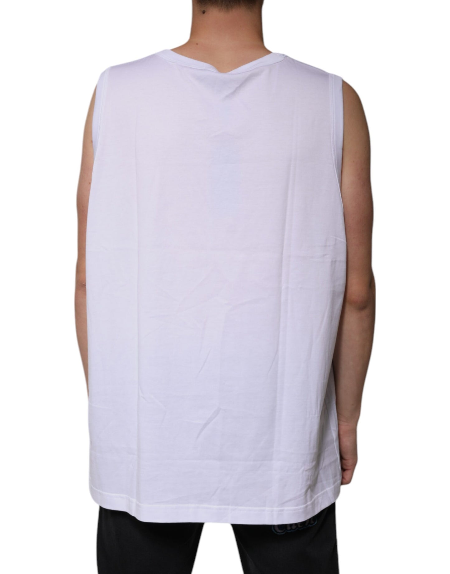 Dolce & Gabbana T-shirt girocollo senza maniche in cotone bianco