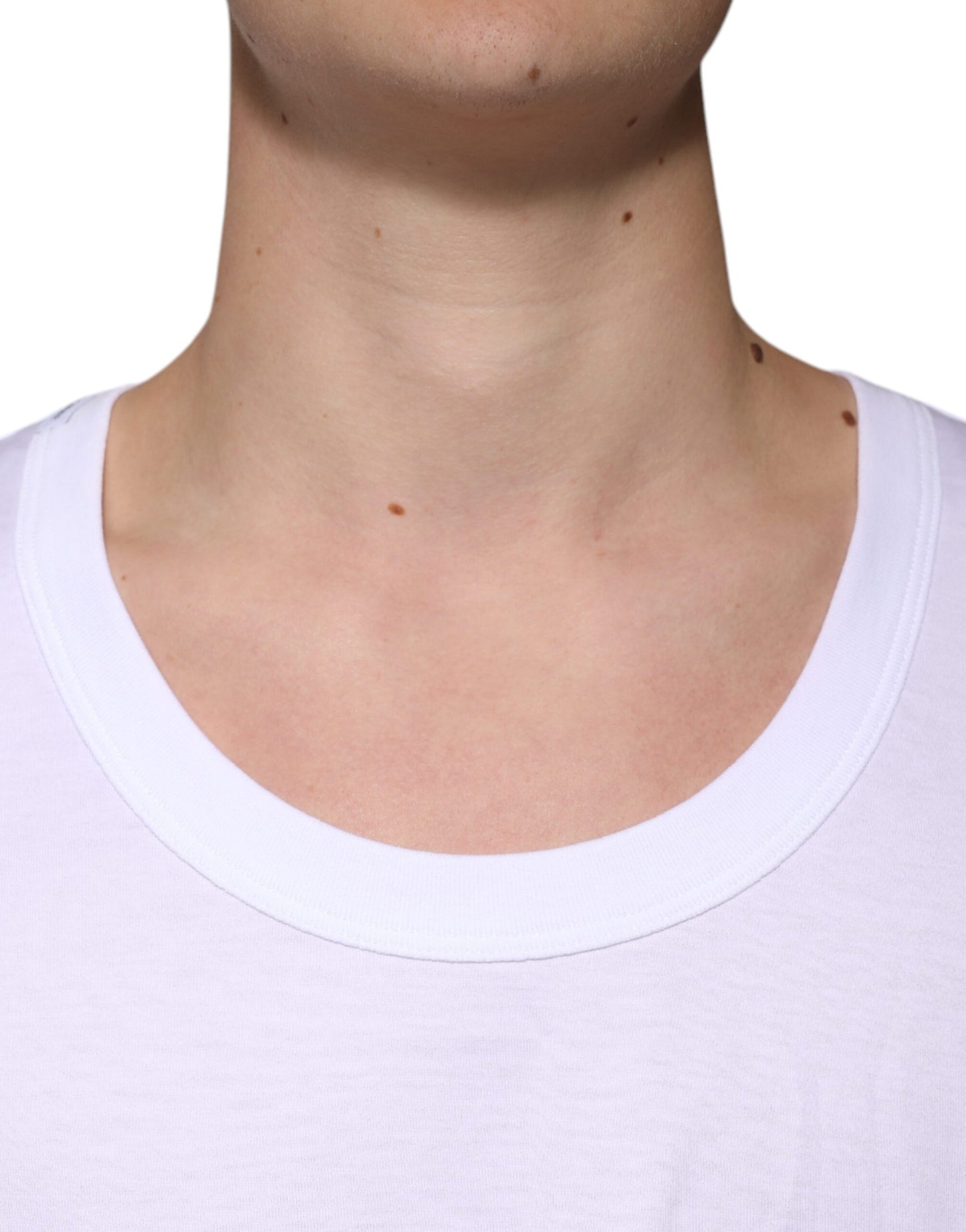 Dolce & Gabbana T-shirt girocollo senza maniche in cotone bianco