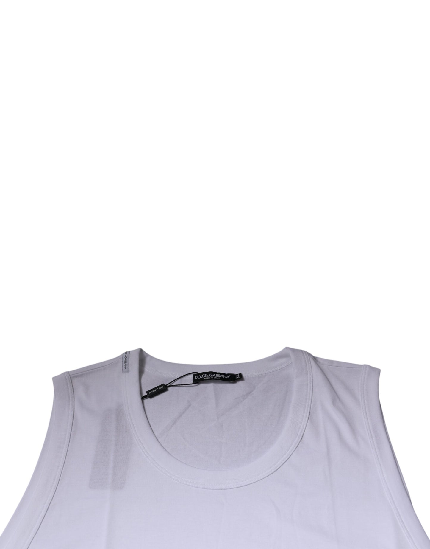 Dolce & Gabbana T-shirt girocollo senza maniche in cotone bianco