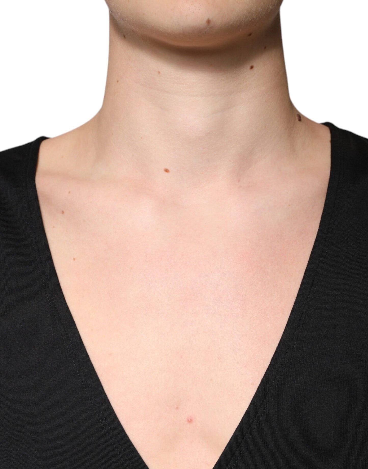 Dolce & Gabbana T-shirt nera in cotone con scollo a V e maniche corte