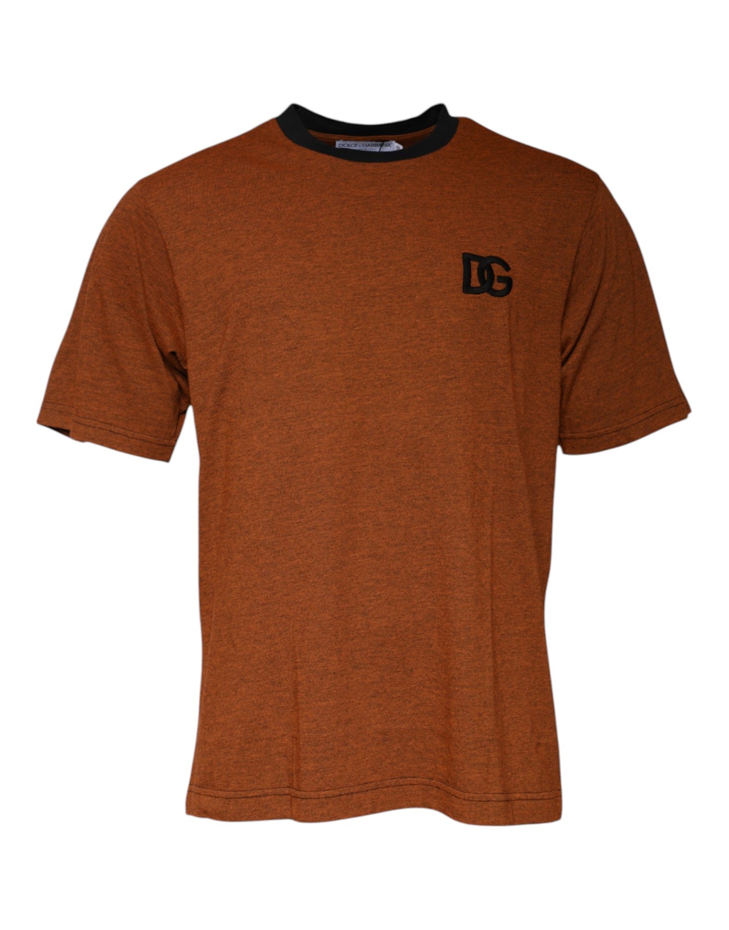 Dolce & Gabbana T-shirt girocollo in poliestere con logo DG marrone