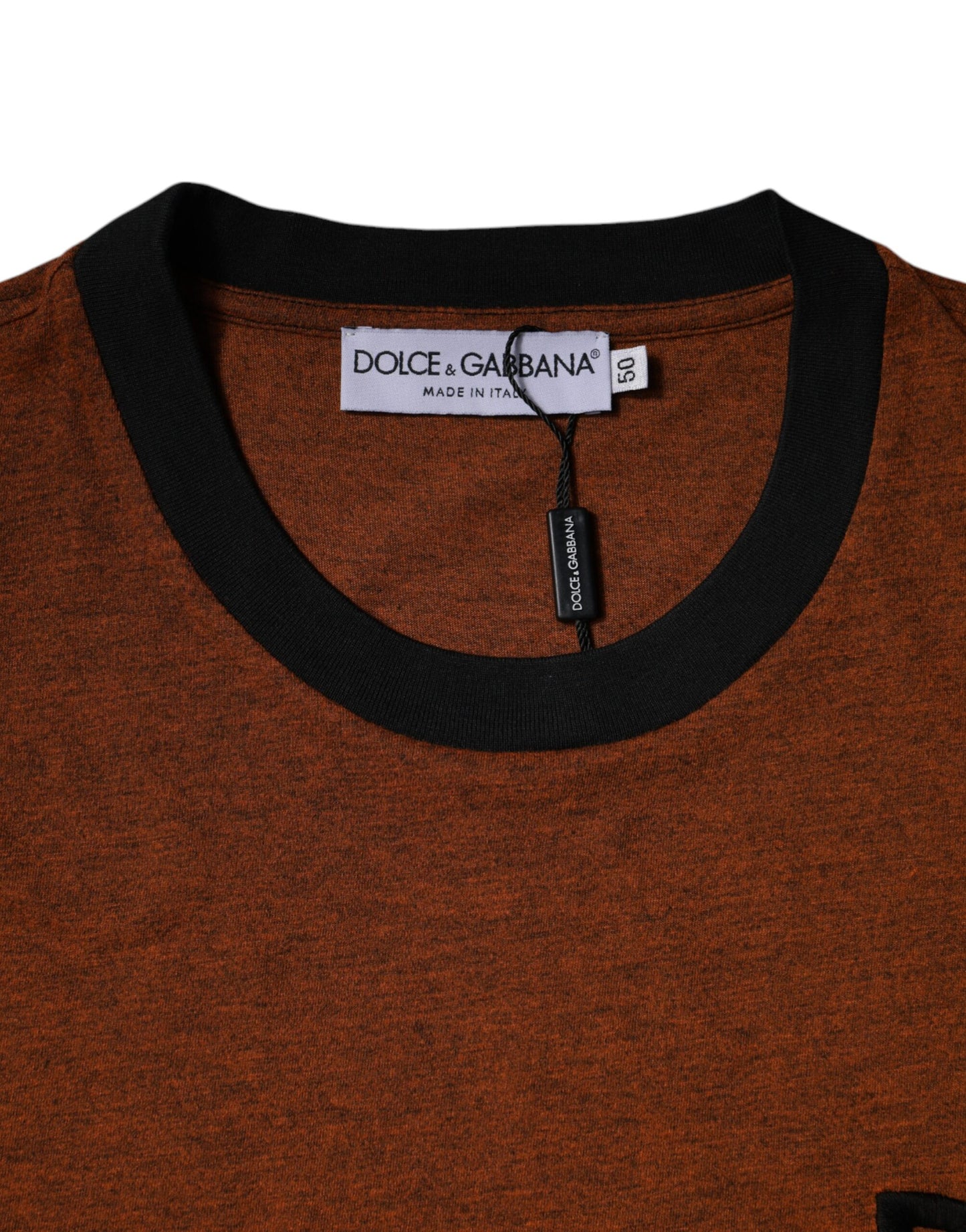 Dolce & Gabbana T-shirt girocollo in poliestere con logo DG marrone