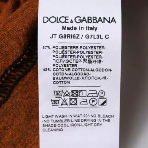 Dolce & Gabbana T-shirt girocollo in poliestere con logo DG marrone