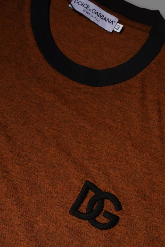 Dolce & Gabbana T-shirt girocollo in poliestere con logo DG marrone