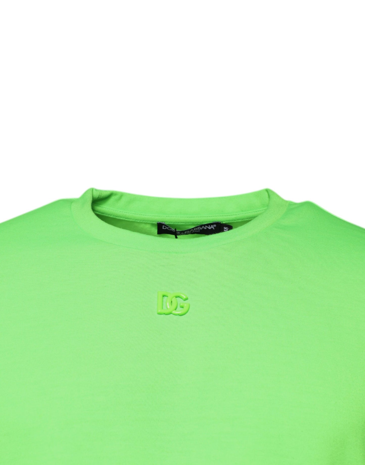 Dolce & Gabbana T-shirt girocollo in poliestere con logo verde