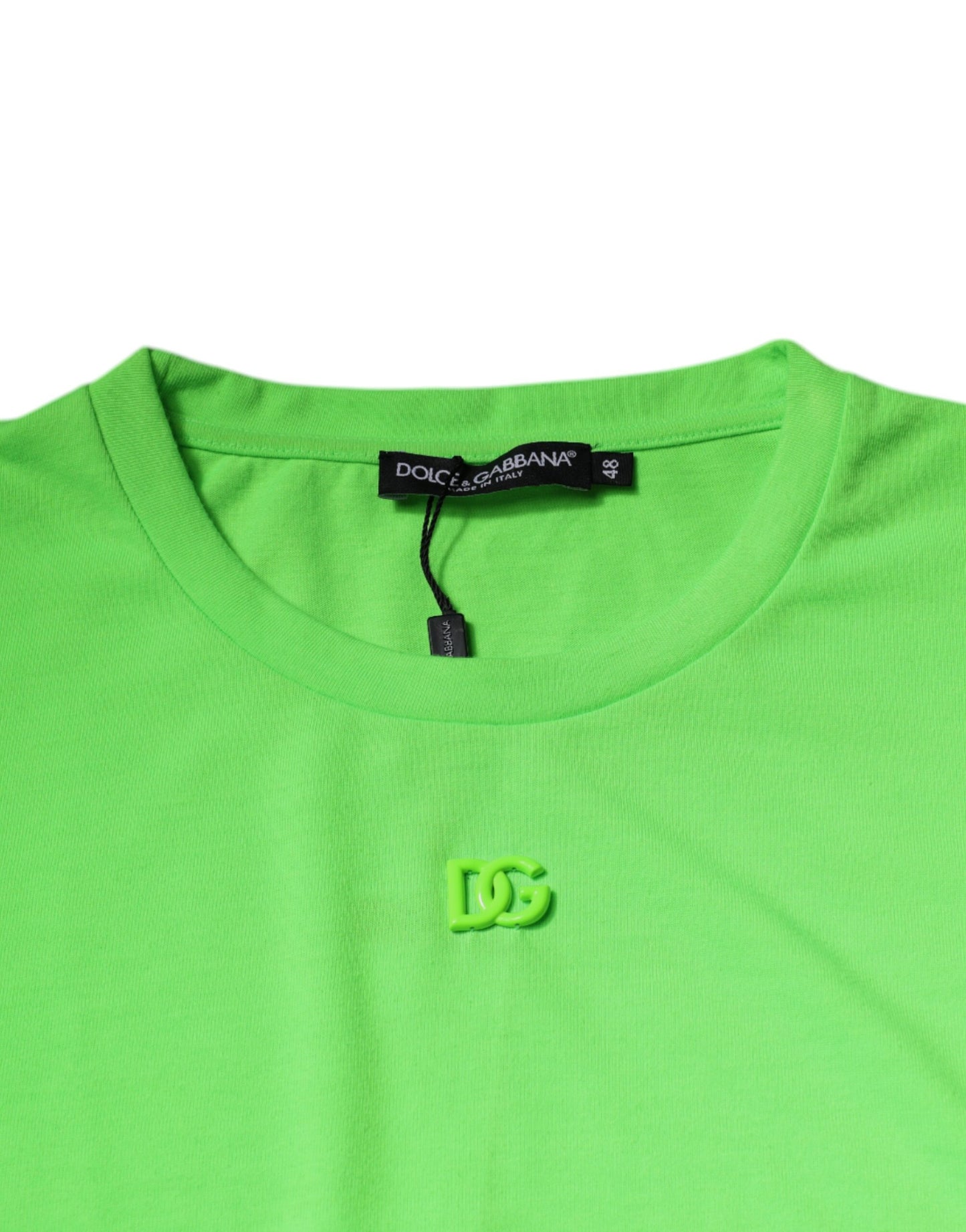 Dolce & Gabbana T-shirt girocollo in poliestere con logo verde