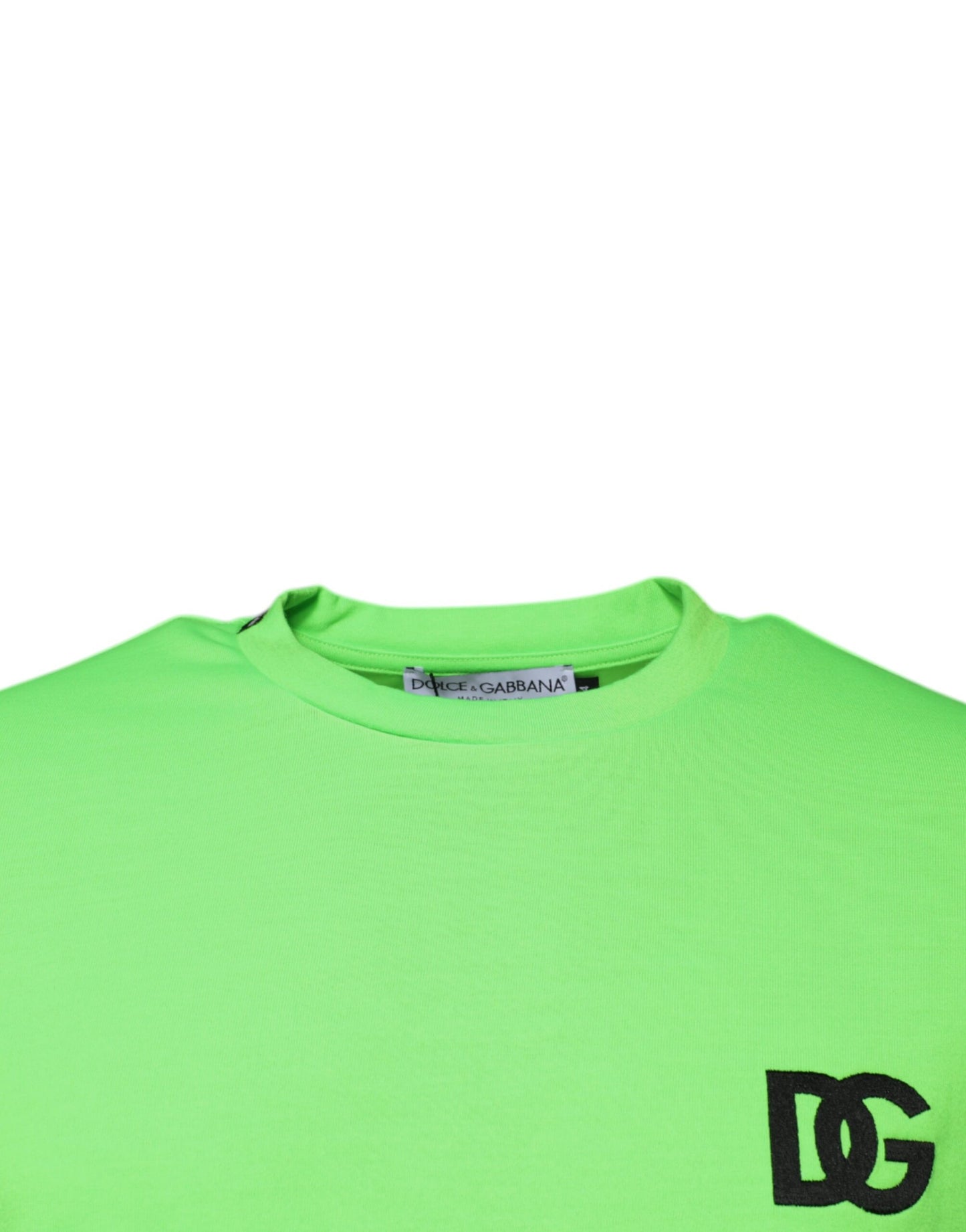 Dolce & Gabbana T-shirt girocollo in poliestere con logo verde