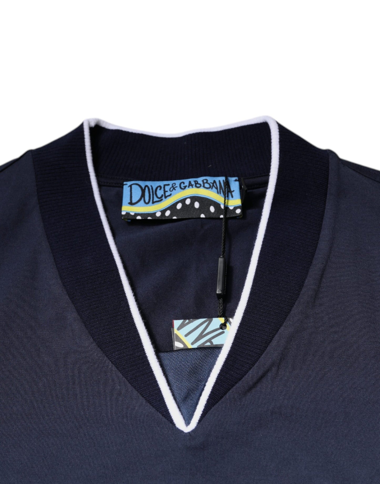 Dolce & Gabbana T-shirt a maniche corte con scollo a V in cotone multicolore