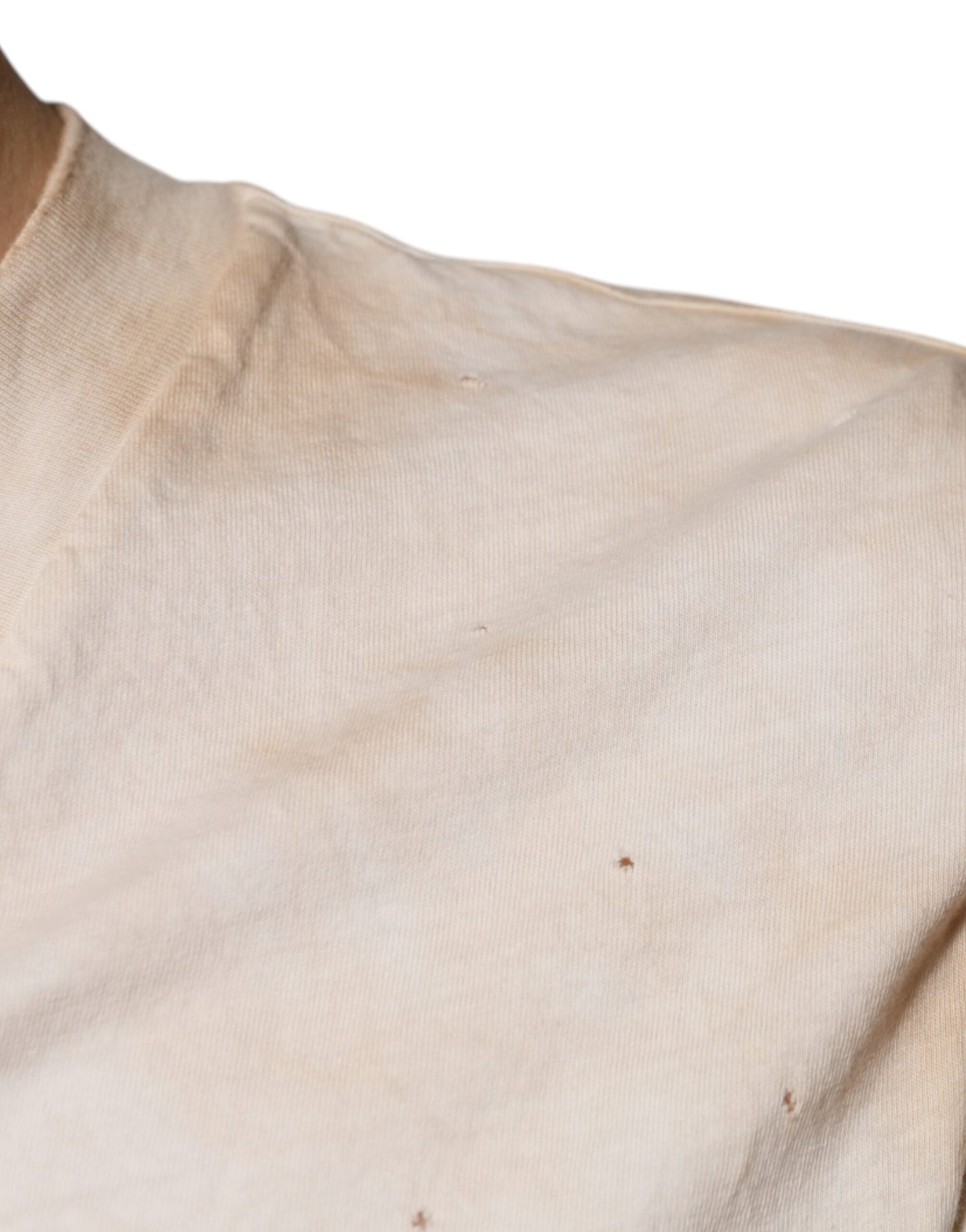 Dolce & Gabbana T-shirt in cotone con scollo a V e stampa grafica beige