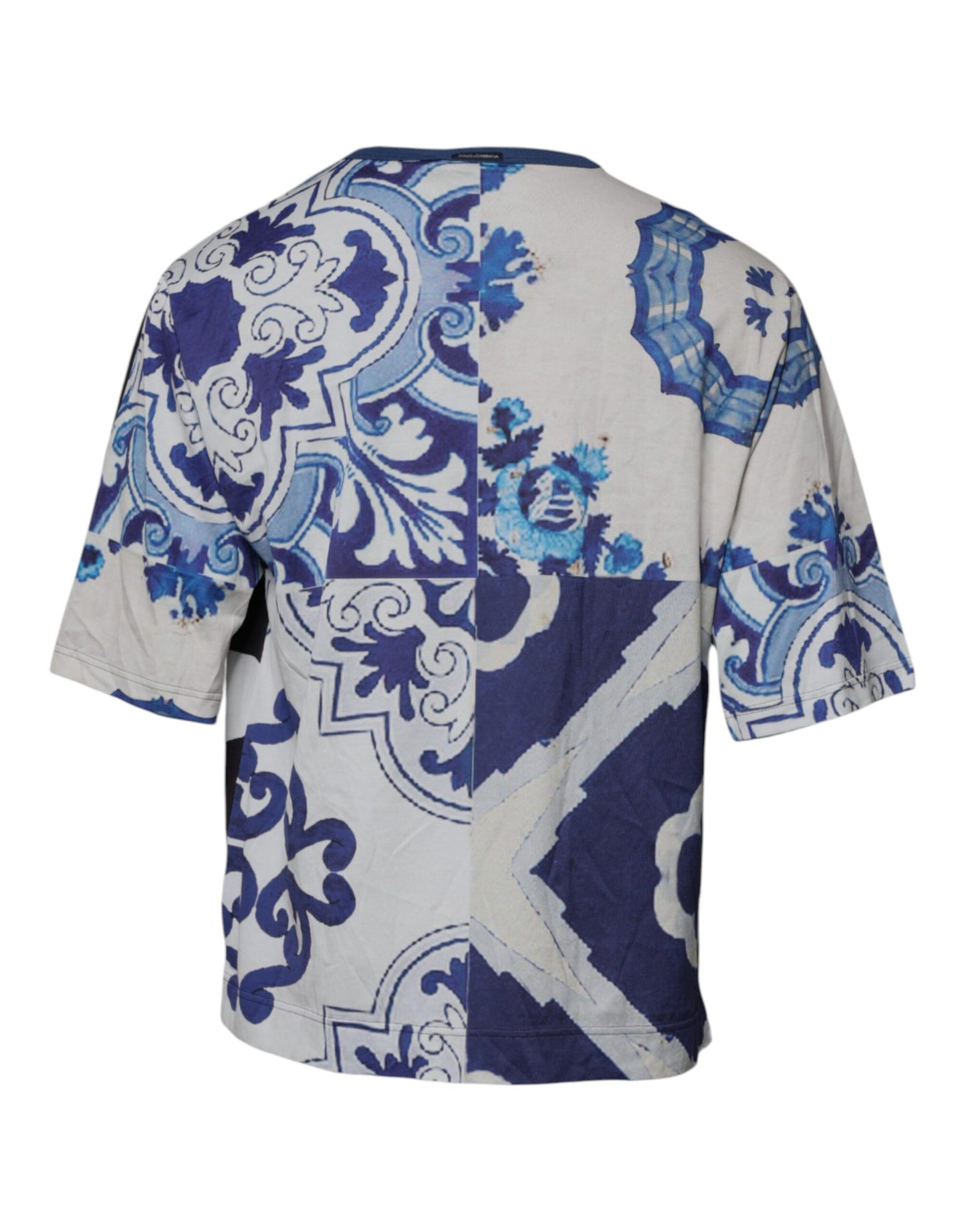 Dolce & Gabbana T-shirt girocollo in cotone stampato bianco e nero