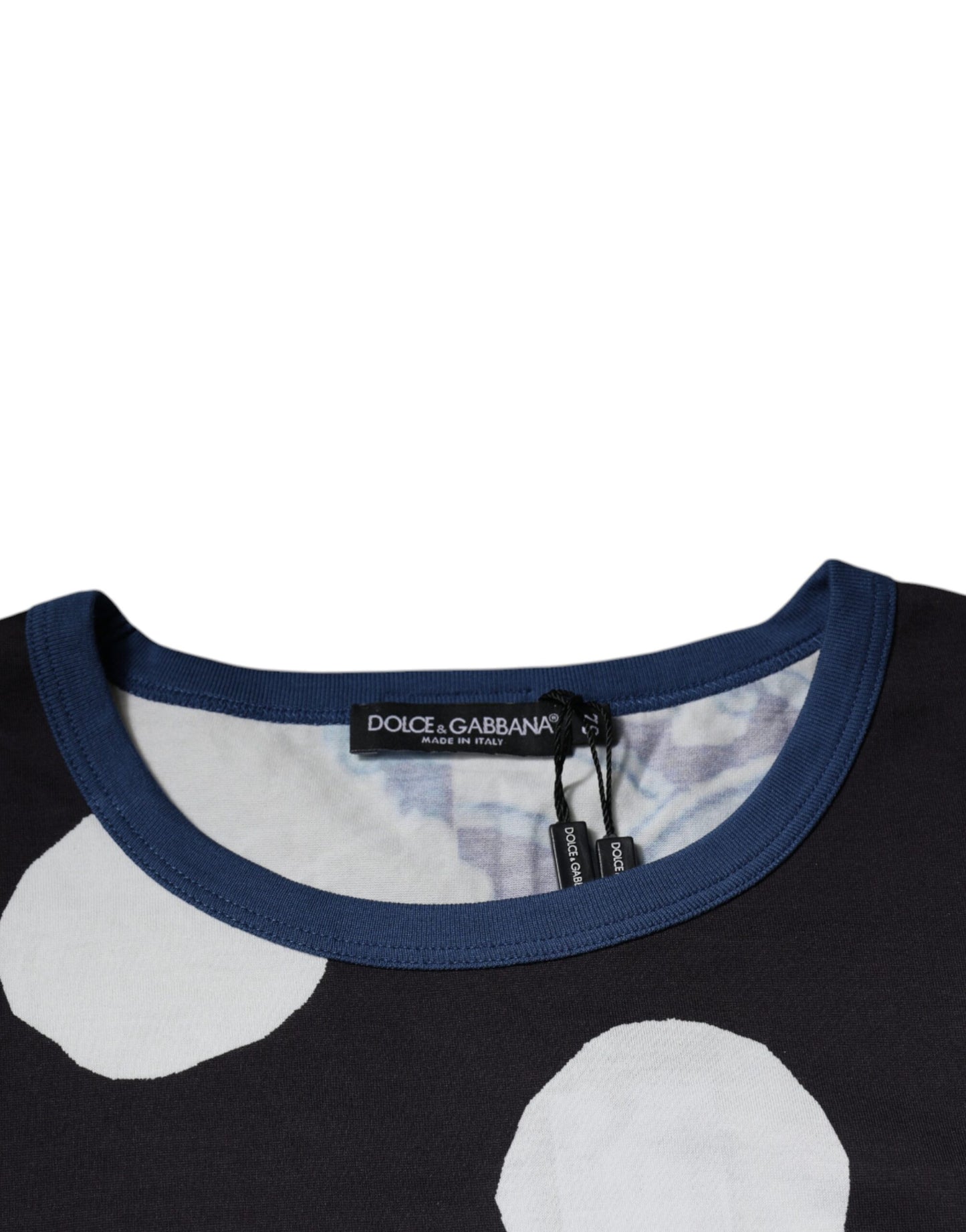 Dolce & Gabbana T-shirt girocollo in cotone stampato bianco e nero