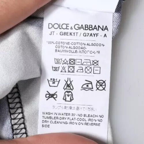 Dolce & Gabbana T-shirt girocollo in cotone stampato bianco e nero