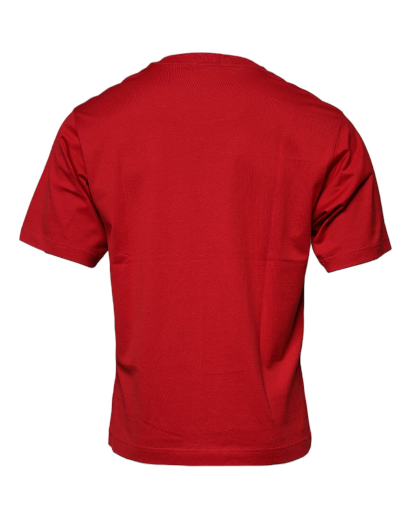 T-shirt girocollo in cotone con stampa logo rosso di Dolce & Gabbana