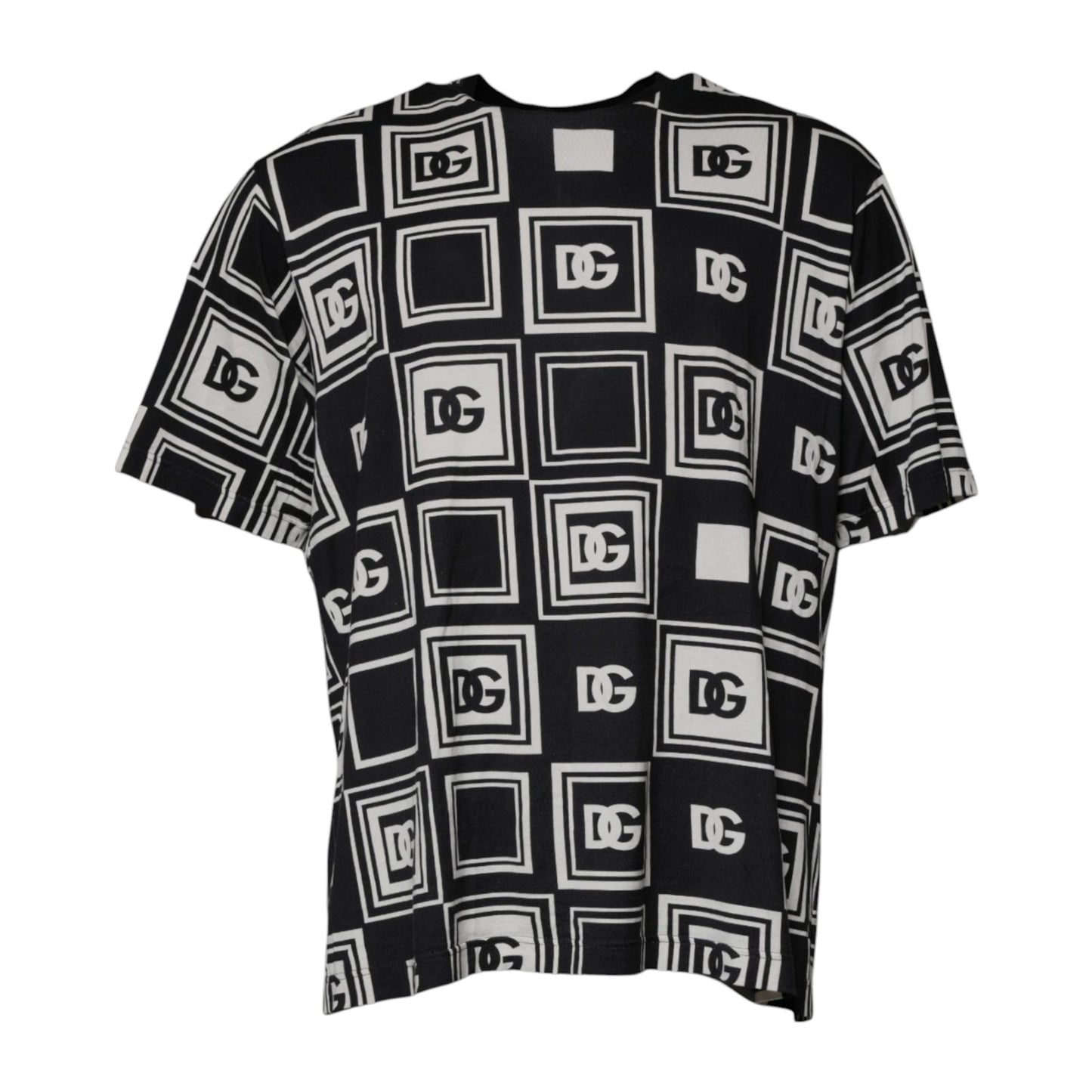 Dolce & Gabbana T-shirt girocollo in cotone con monogramma e logo nero