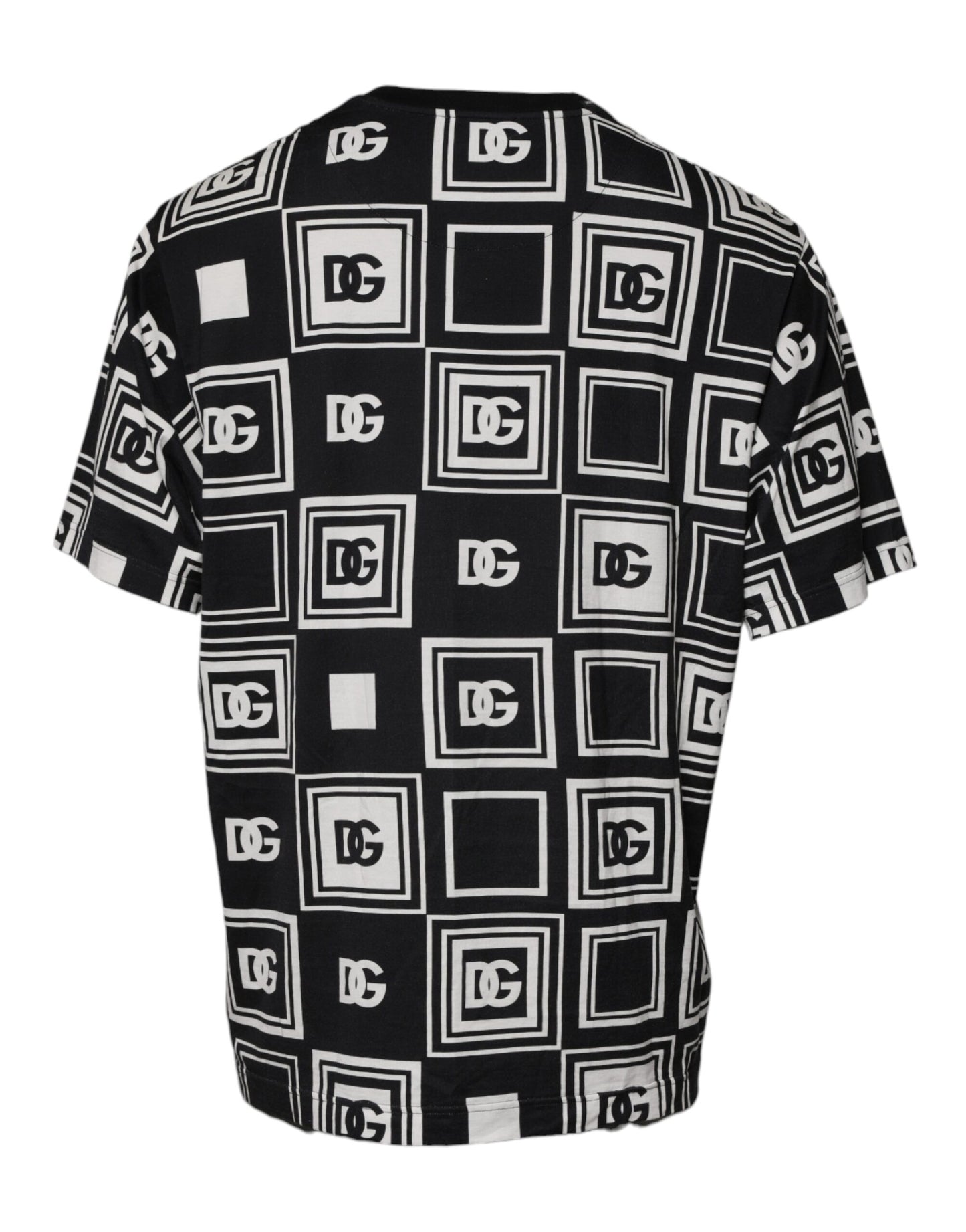 Dolce & Gabbana T-shirt girocollo in cotone con monogramma e logo nero