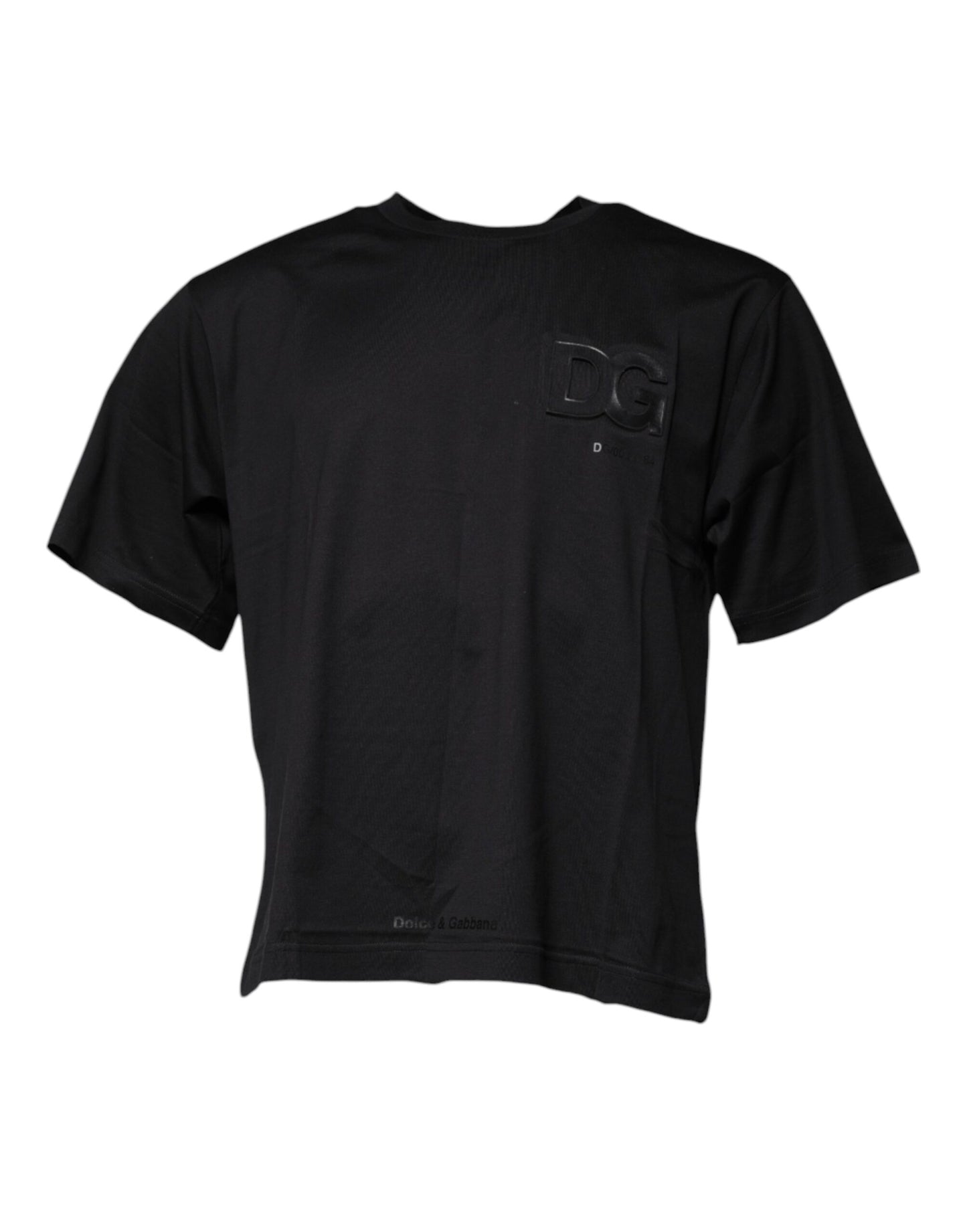 Dolce & Gabbana T-shirt girocollo in cotone con stampa logo DG nera
