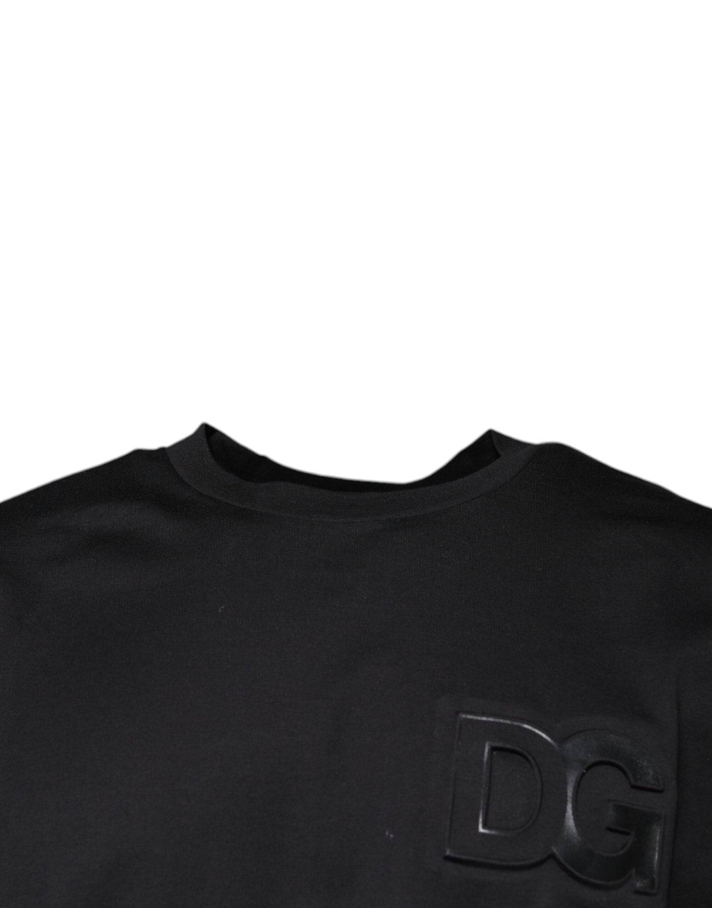 Dolce & Gabbana T-shirt girocollo in cotone con stampa logo DG nera