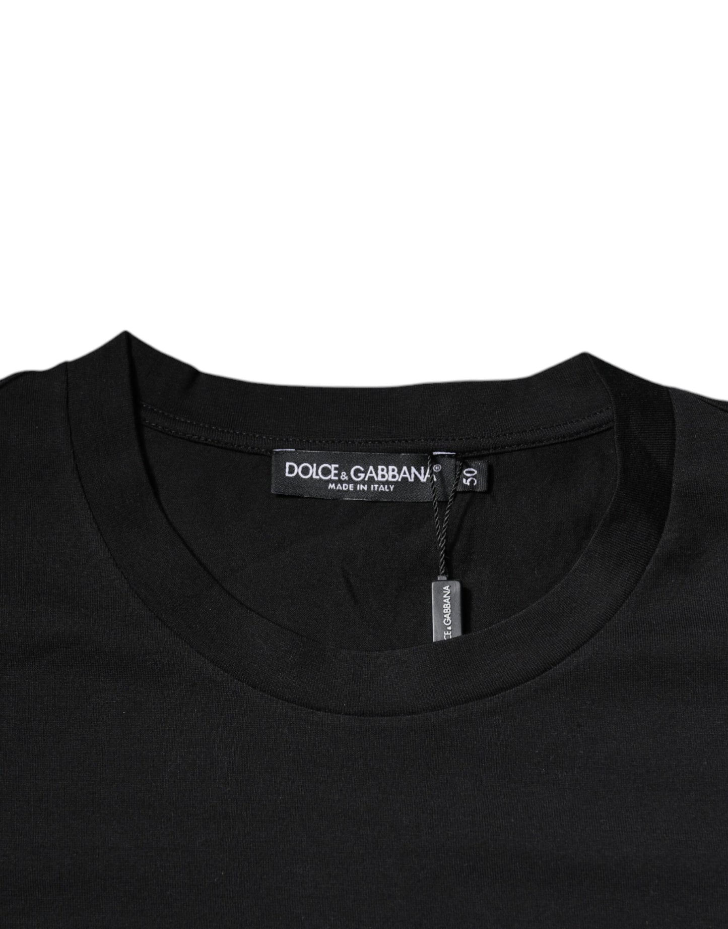 Dolce & Gabbana T-shirt girocollo in cotone con stampa logo DG nera