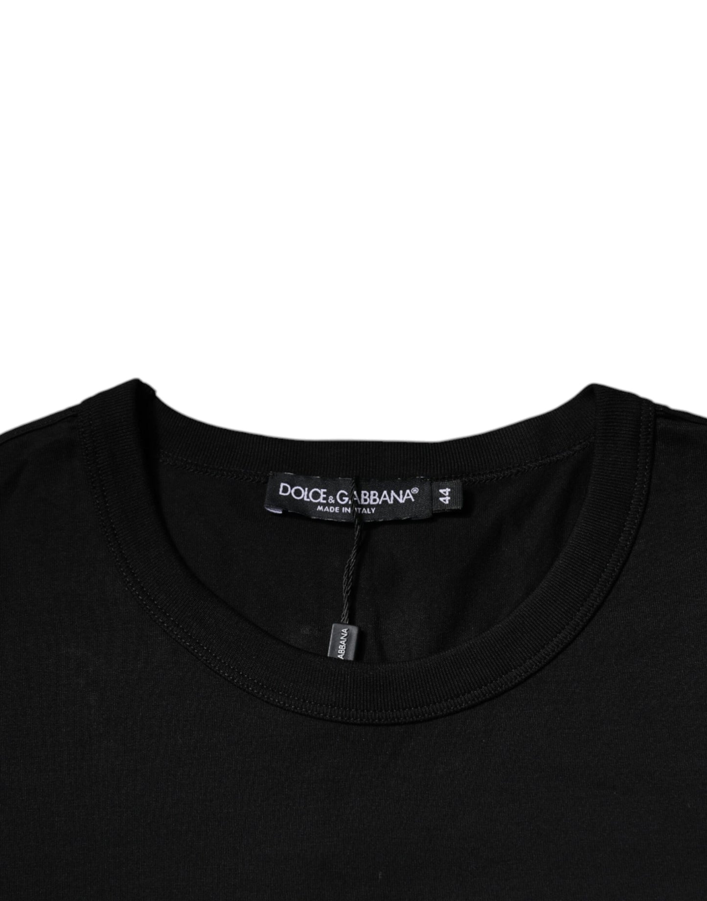 Dolce & Gabbana T-shirt girocollo in cotone nero a maniche corte