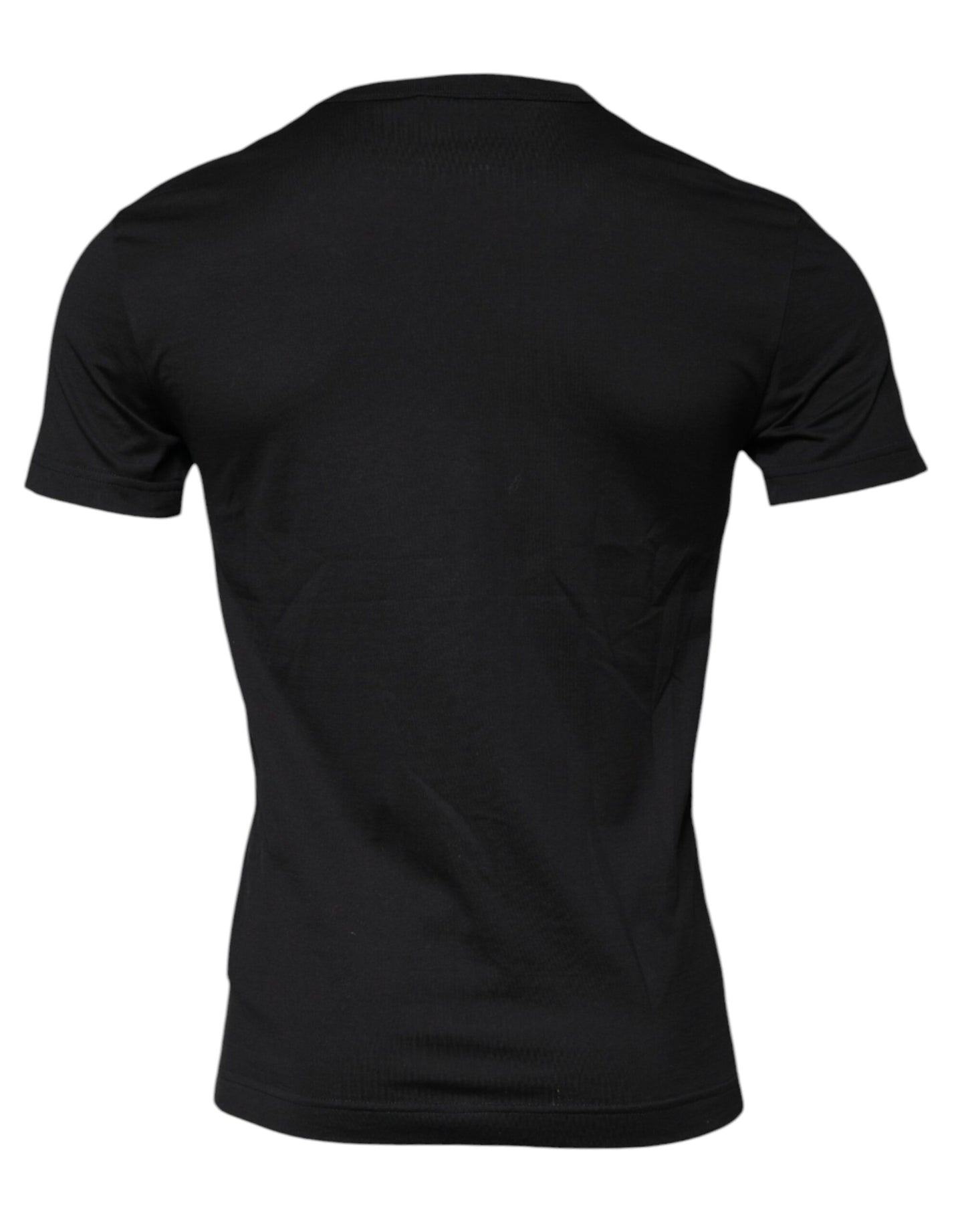 Dolce & Gabbana T-shirt girocollo in cotone nero a maniche corte