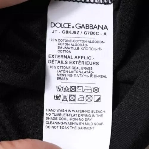 Dolce & Gabbana T-shirt girocollo in cotone nero a maniche corte