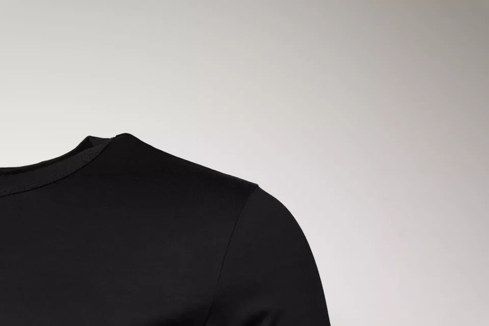 Dolce & Gabbana T-shirt girocollo in cotone nero a maniche corte