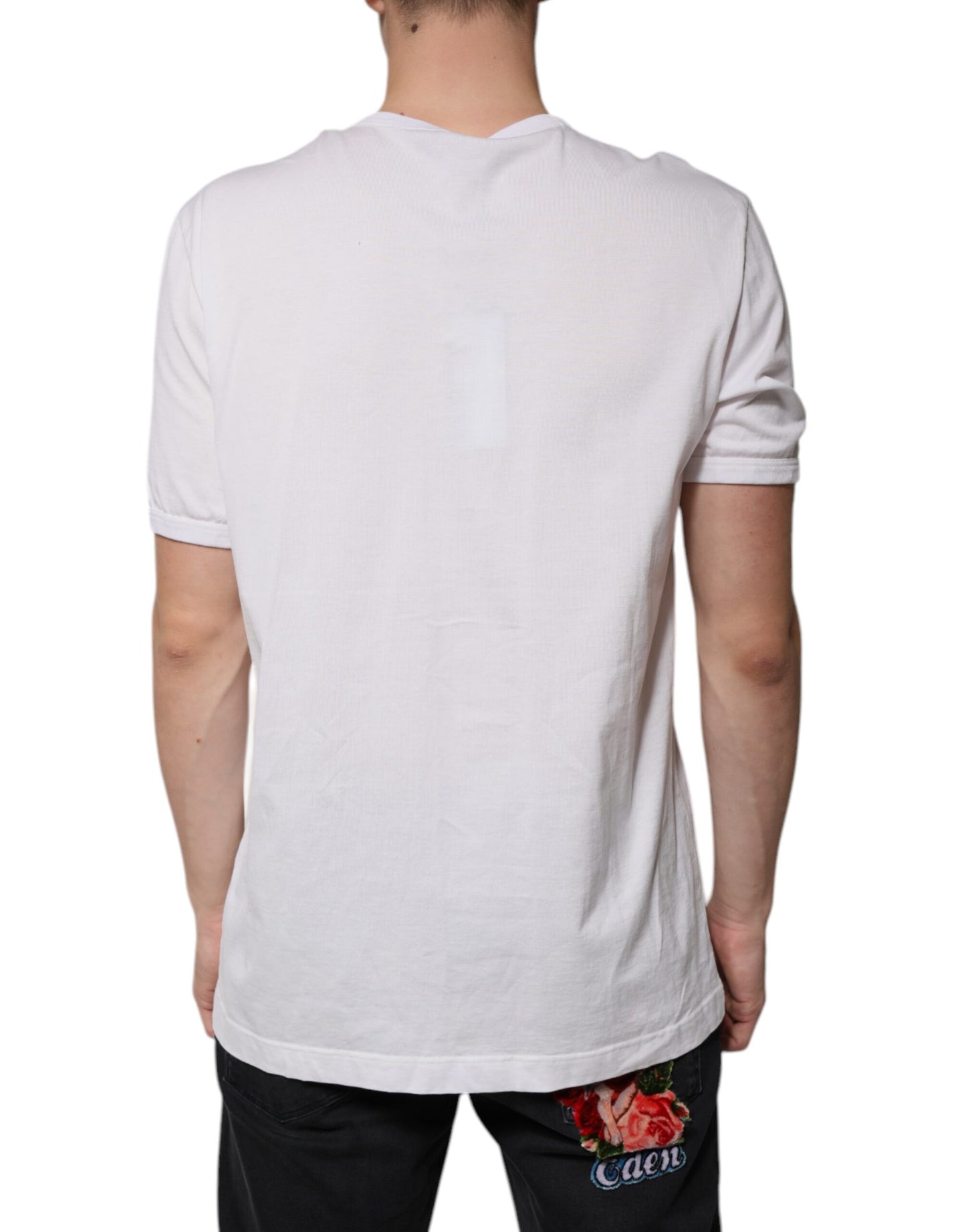 Dolce & Gabbana T-shirt a maniche corte con scollo a V e logo bianco