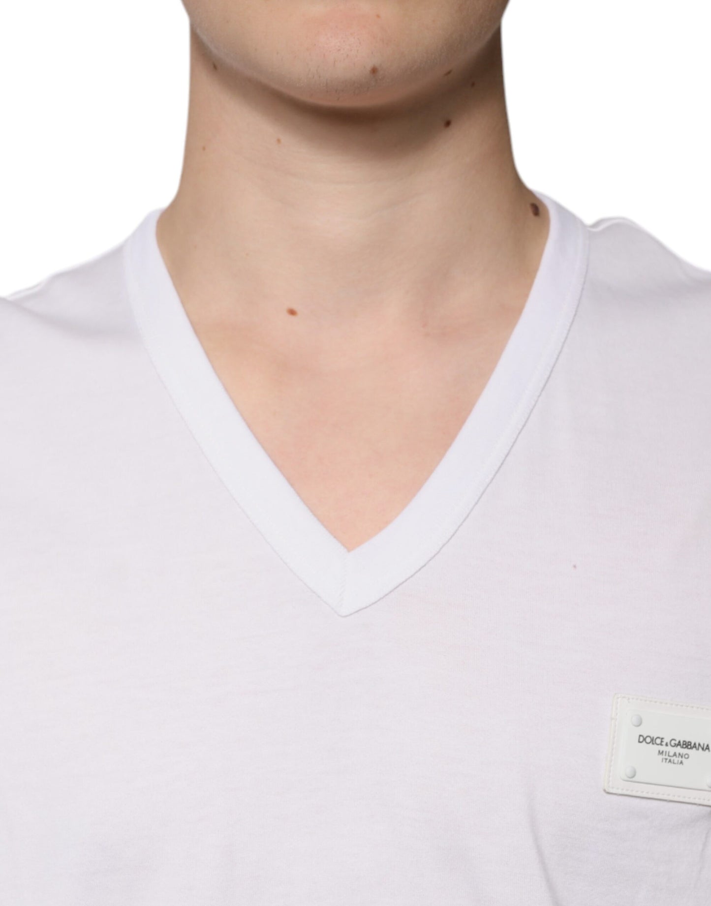 Dolce & Gabbana T-shirt a maniche corte con scollo a V e logo bianco