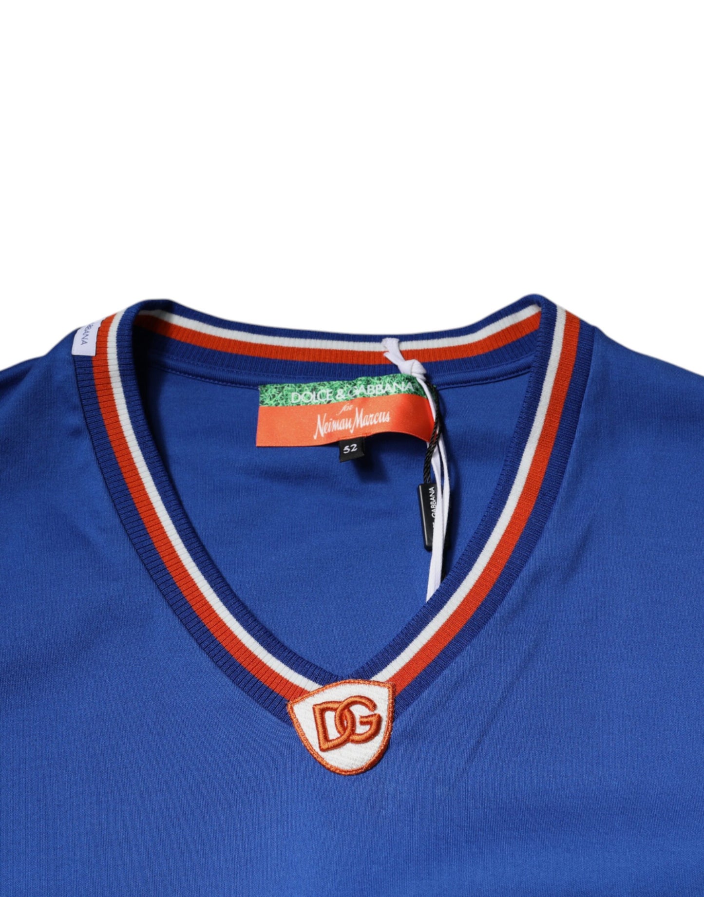 Dolce & Gabbana T-shirt a maniche corte con scollo a V e logo blu