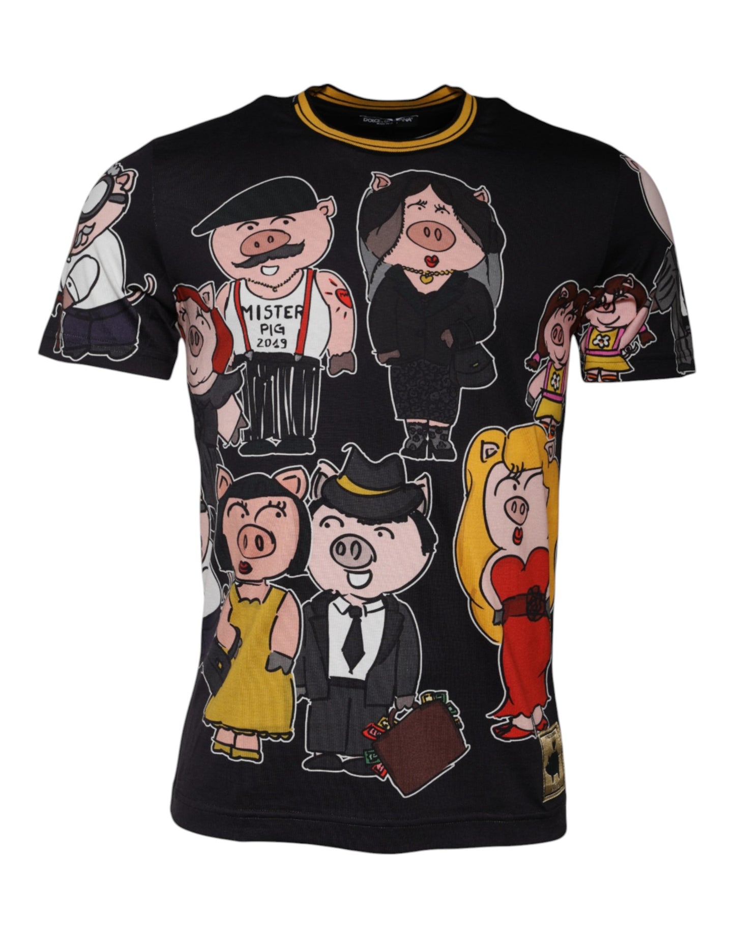 Dolce & Gabbana Nero 2019 Anno del Maiale T-shirt girocollo