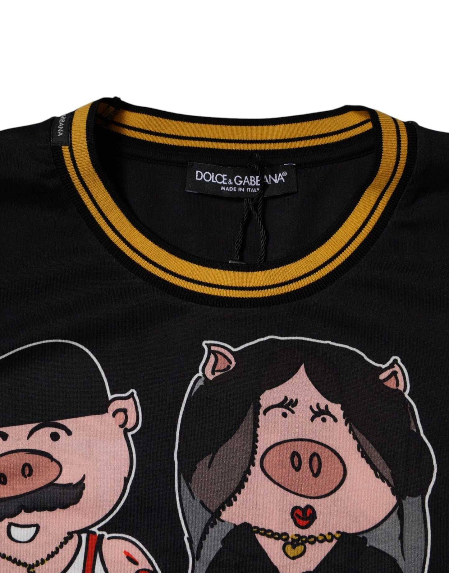 Dolce & Gabbana Nero 2019 Anno del Maiale T-shirt girocollo