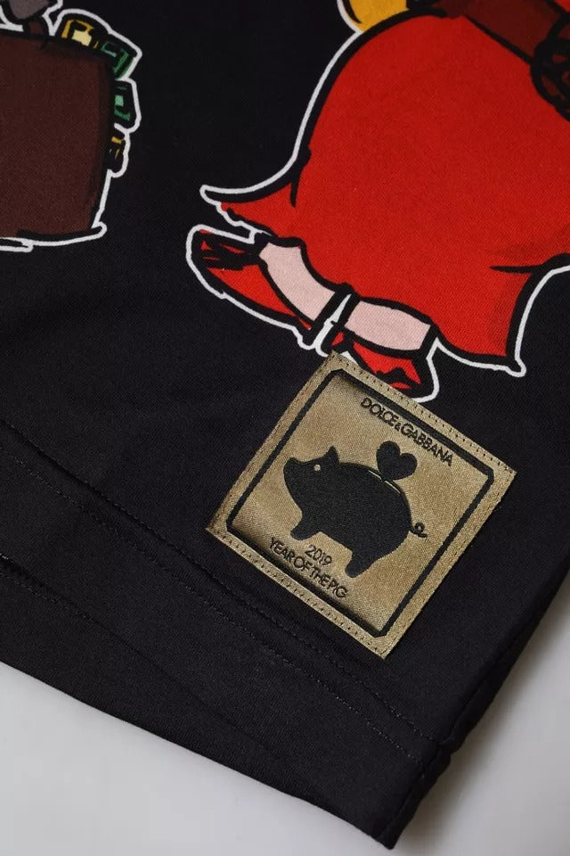Dolce & Gabbana Nero 2019 Anno del Maiale T-shirt girocollo