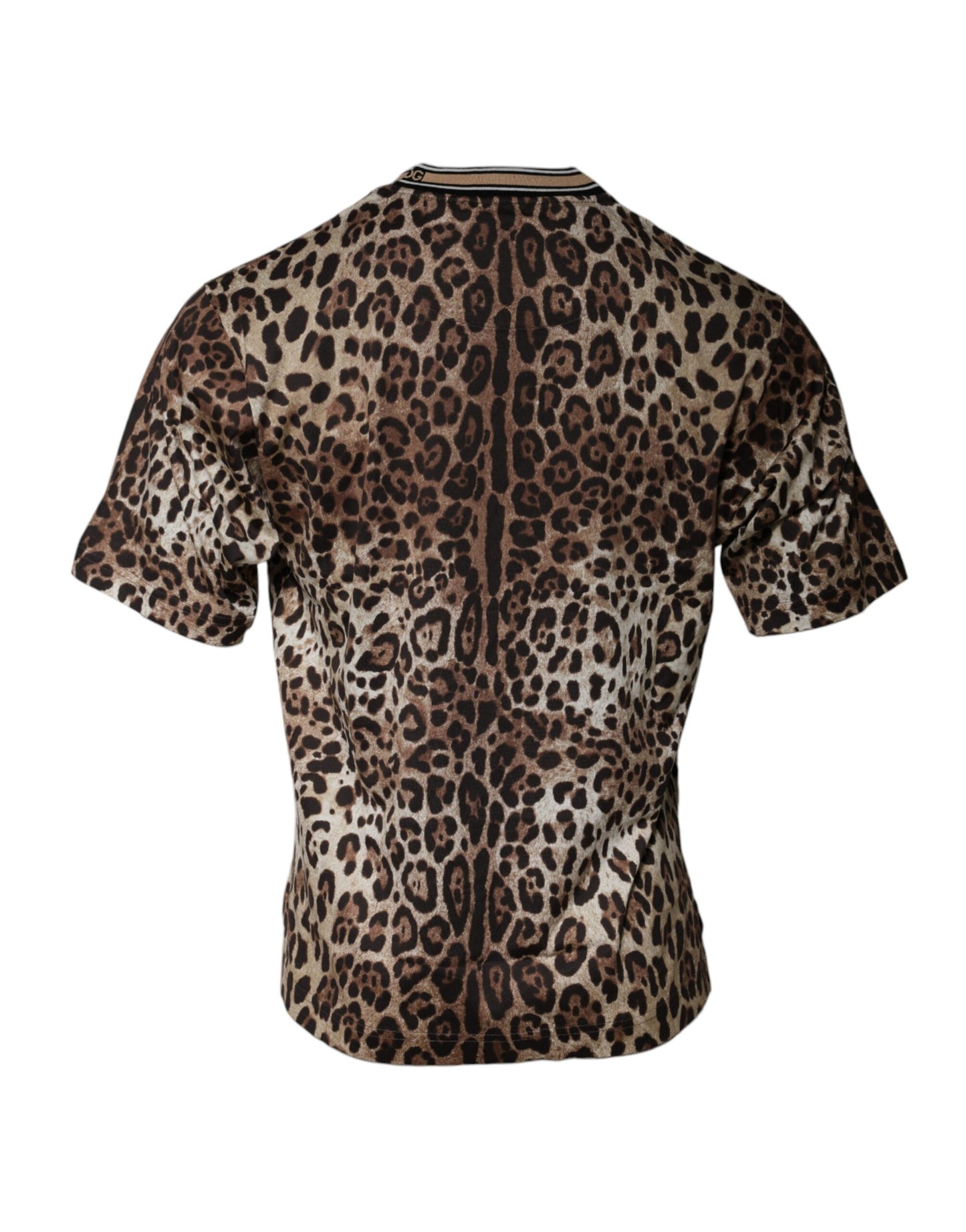 Dolce & Gabbana T-shirt a maniche corte con scollo a giro e stampa leopardata marrone