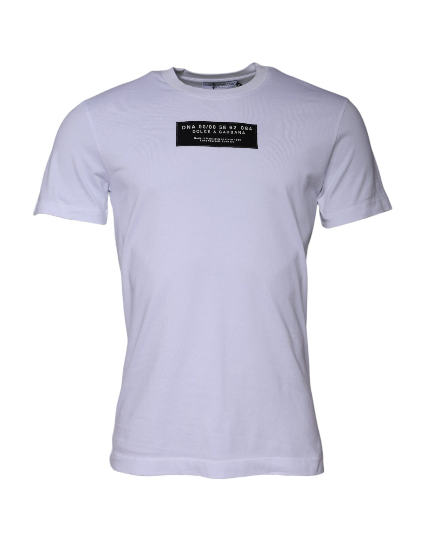 T-shirt girocollo in cotone bianco con stampa logo Dolce & Gabbana