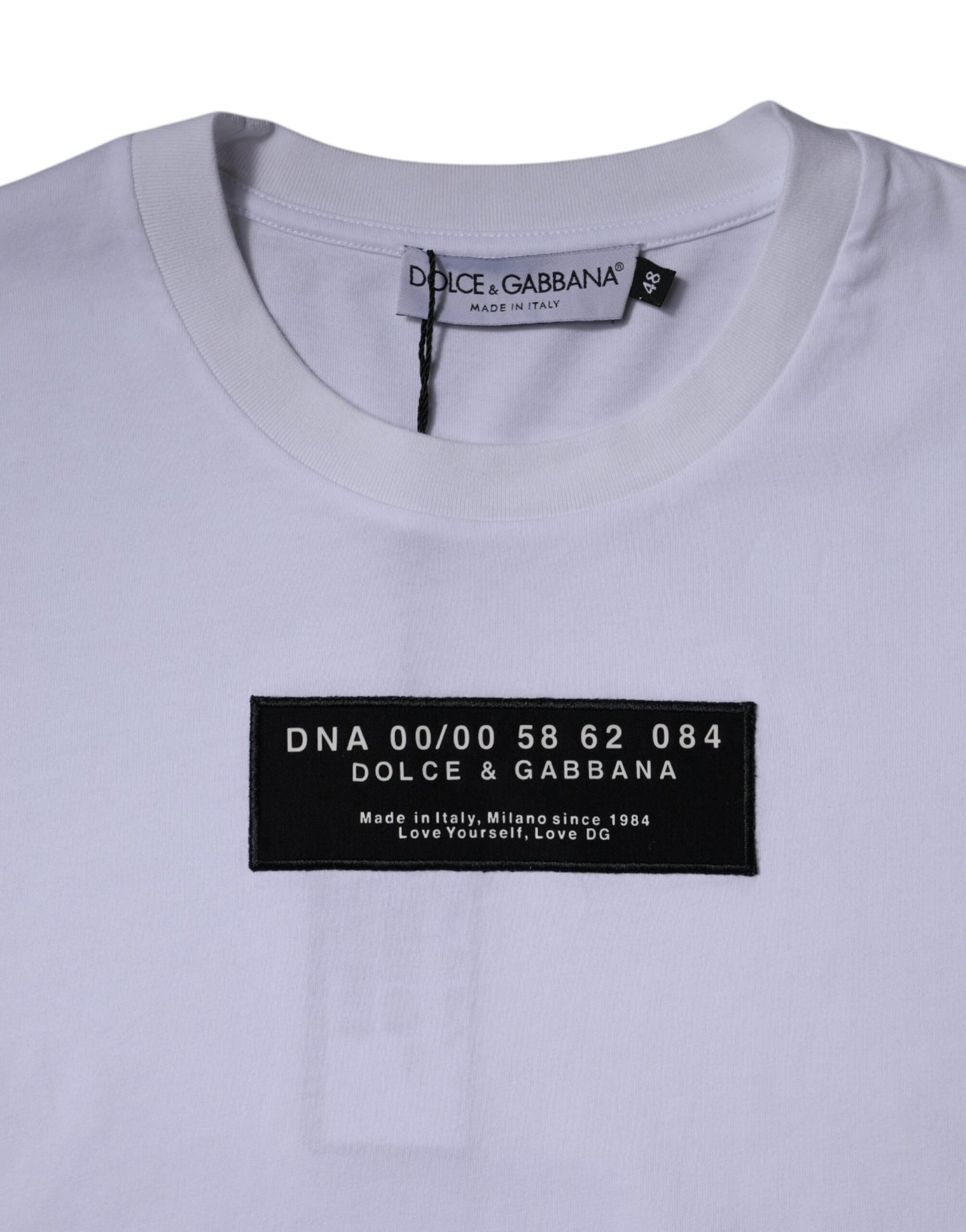 T-shirt girocollo in cotone bianco con stampa logo Dolce & Gabbana
