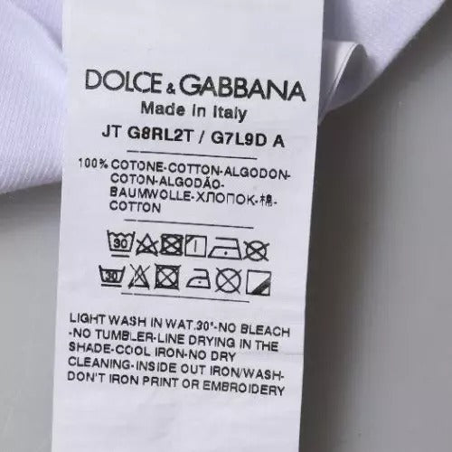 T-shirt girocollo in cotone bianco con stampa logo Dolce & Gabbana