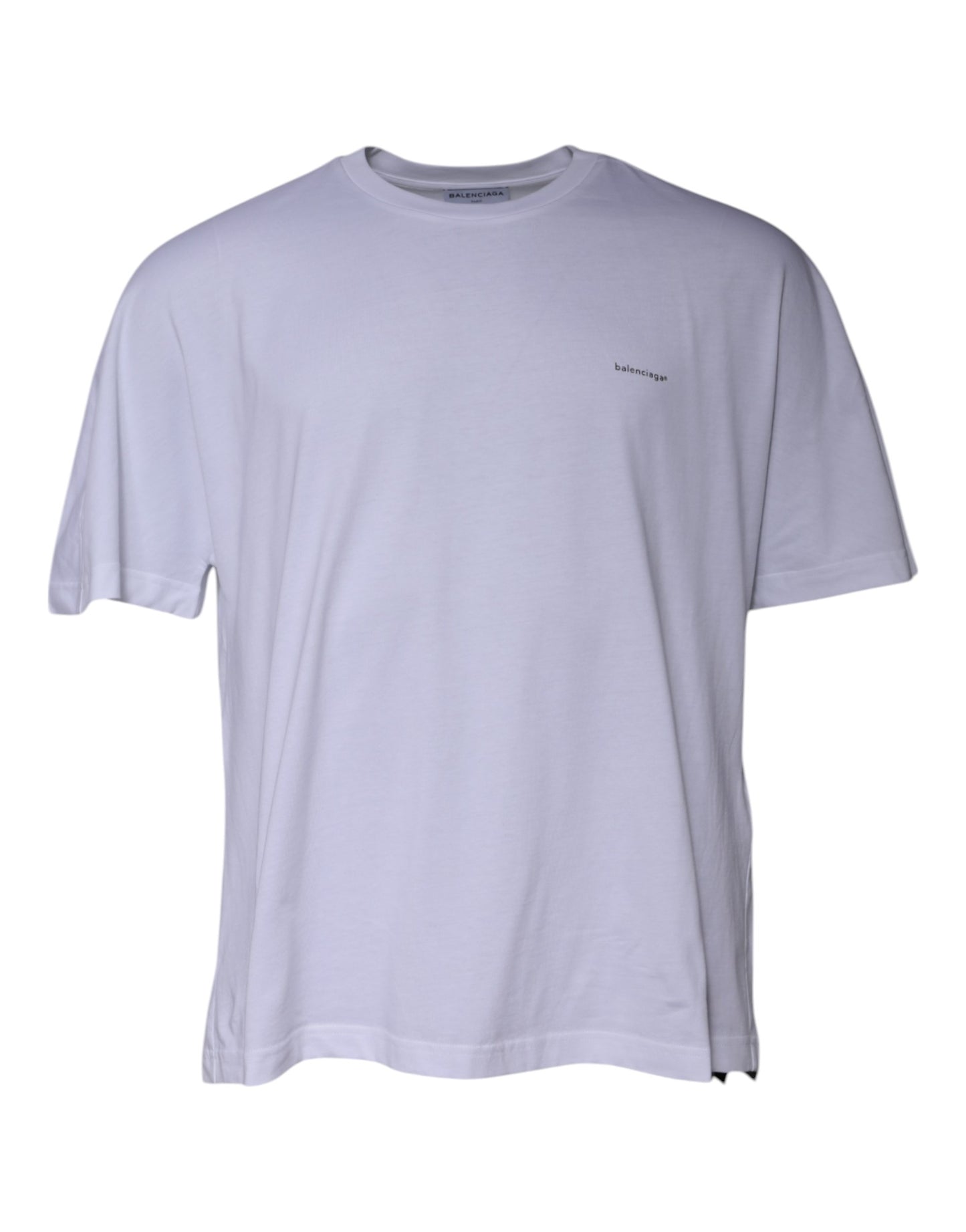 Balenciaga T-shirt girocollo in cotone con logo bianco e maniche corte