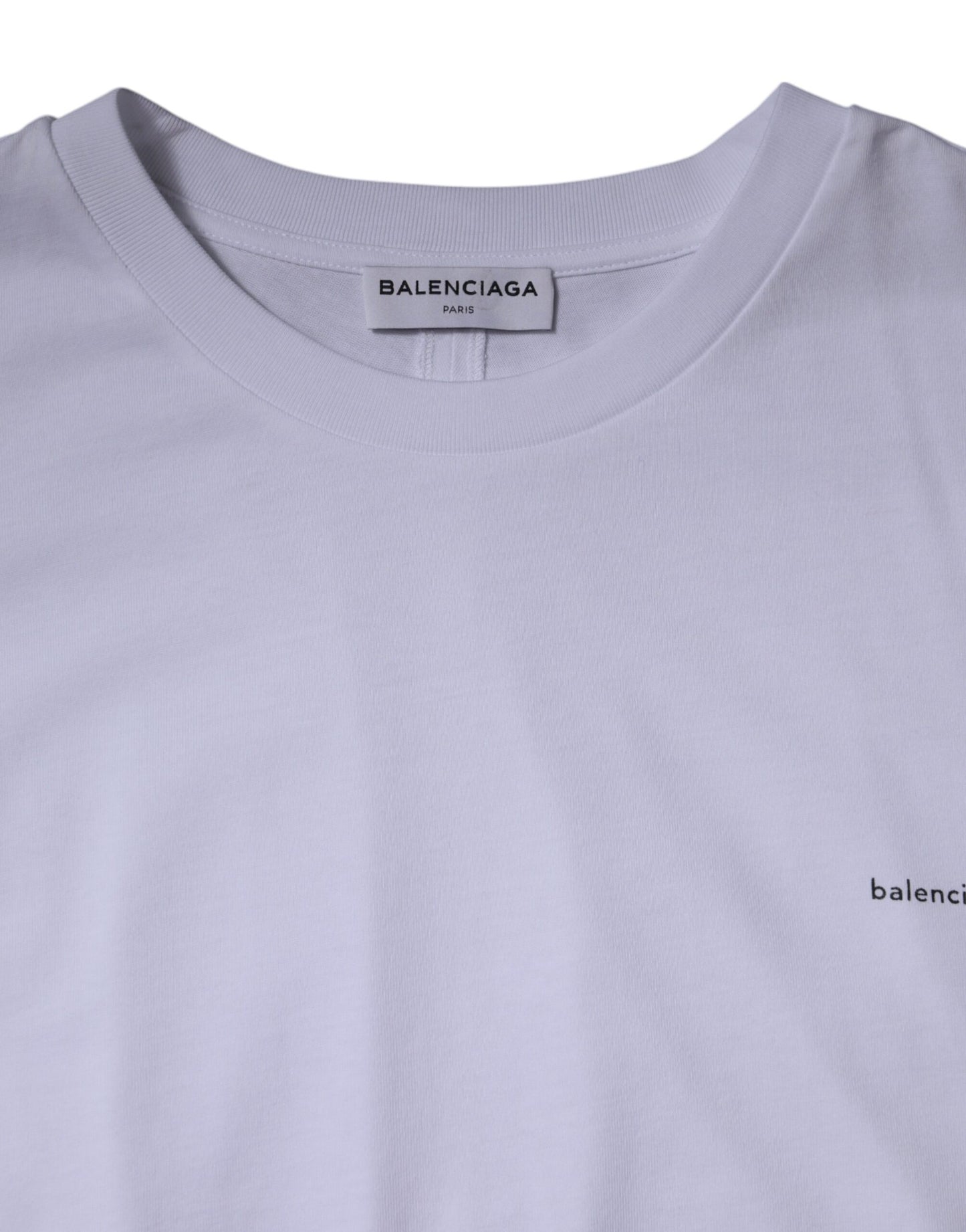 Balenciaga T-shirt girocollo in cotone con logo bianco e maniche corte