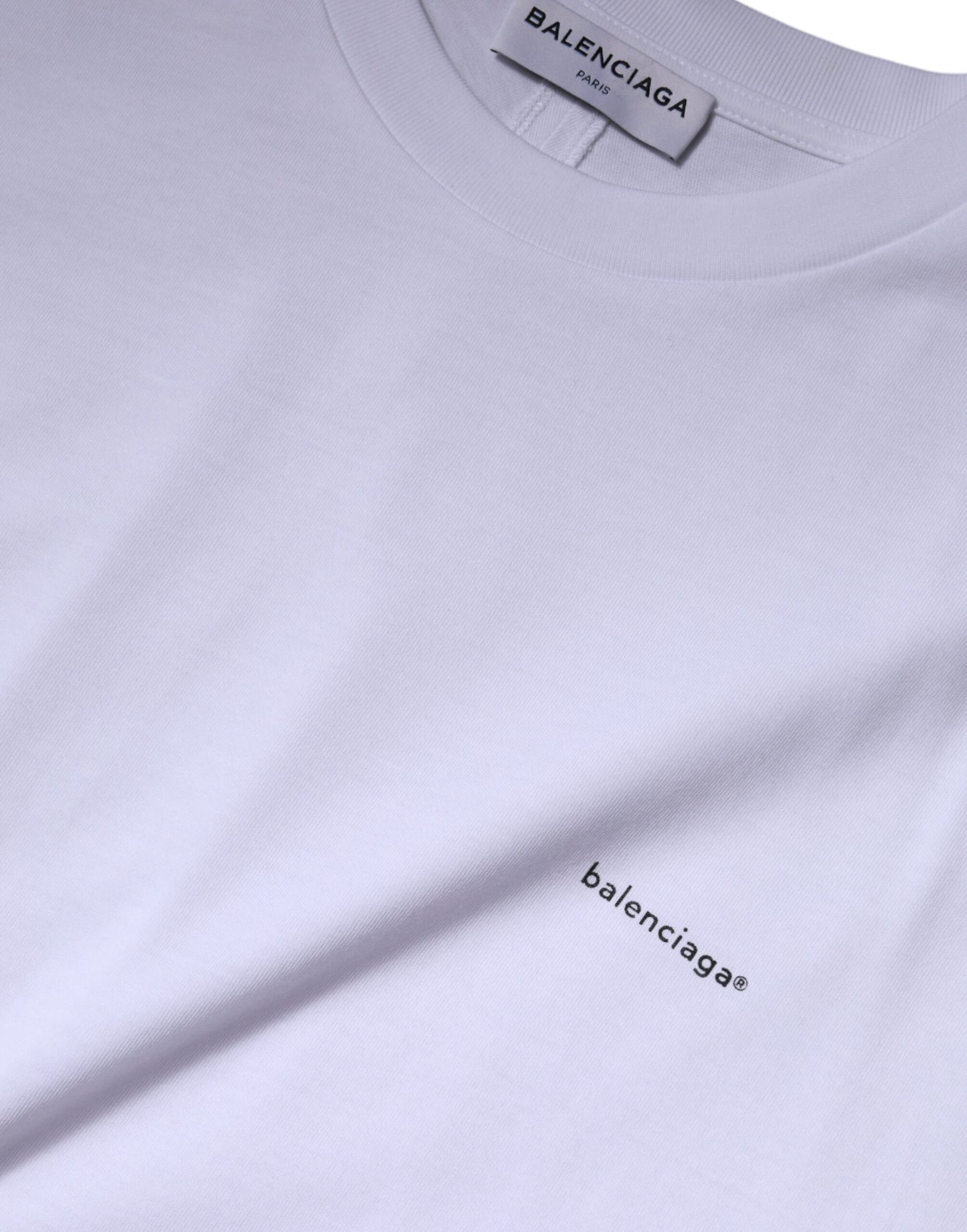 Balenciaga T-shirt girocollo in cotone con logo bianco e maniche corte